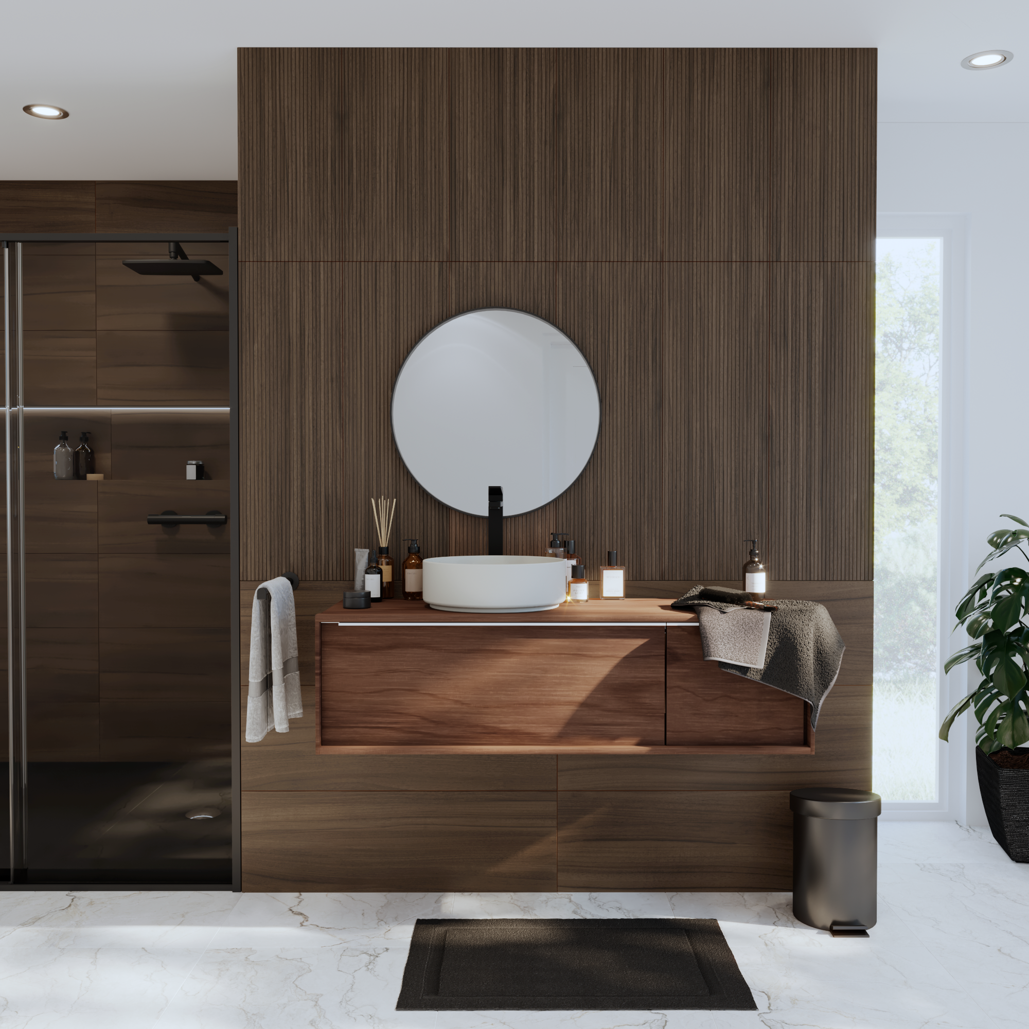 Carrelage mur intérieur effet relief / bois marron Blush l.30 x L.90 cm x Ep.10. - 2