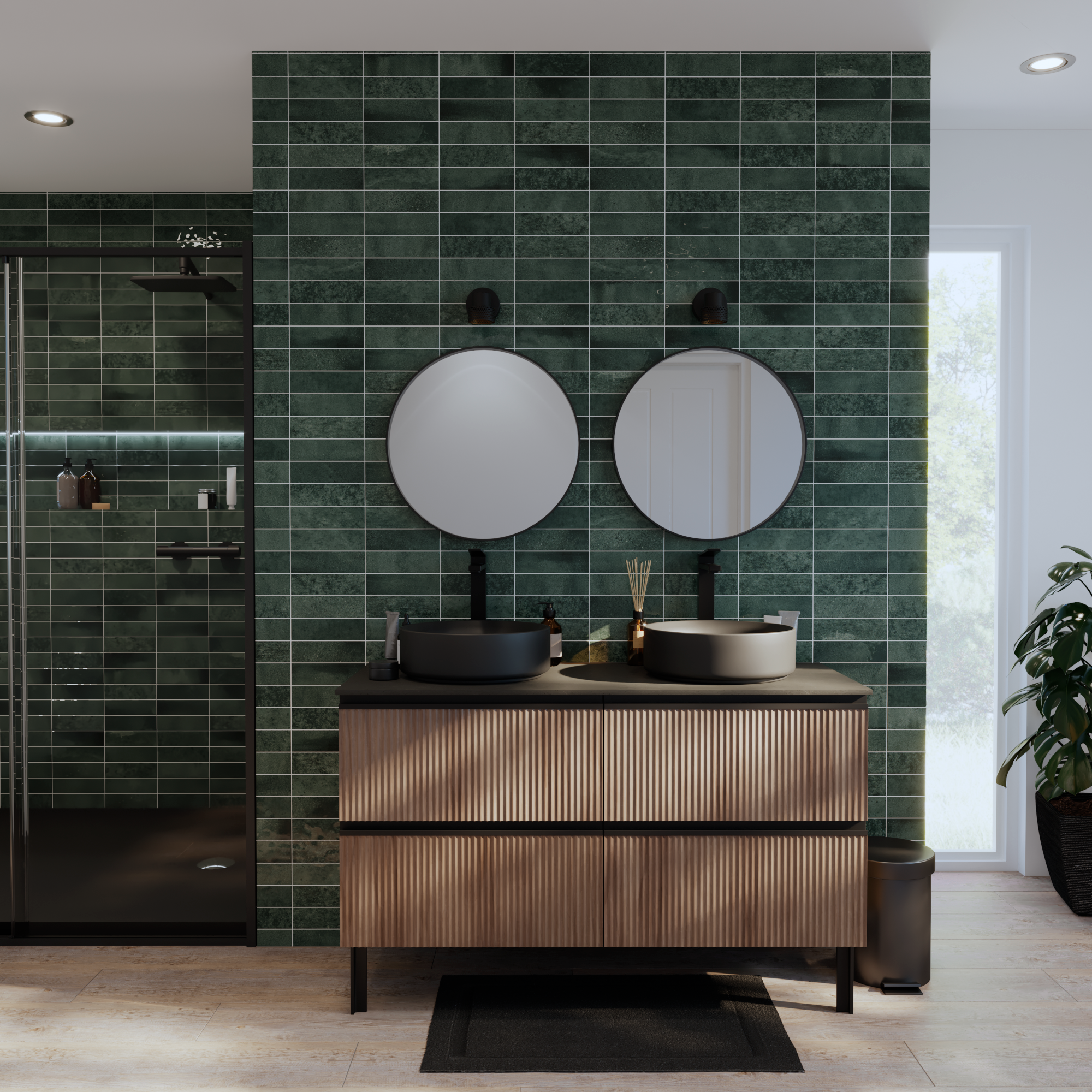 Piastrella da rivestimento interno in maiolica ARTENS 31.6 x 60 cm non rettificato smaltato verde lucido Moha Bricks Sp. 9.5 mm 1.52 mq - 4