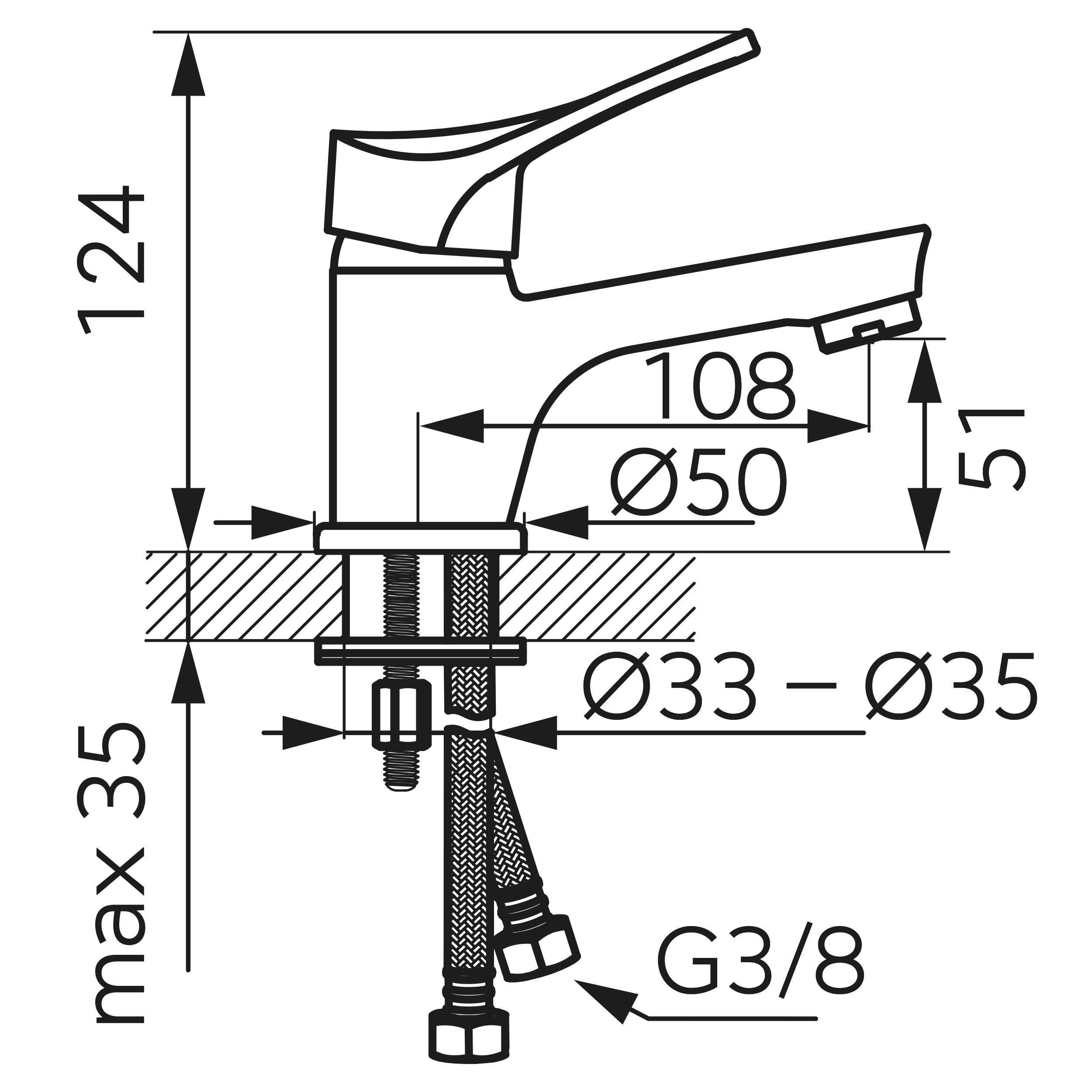 Bateria umywalkowa 13 cm chrom Petite Ferro - 3