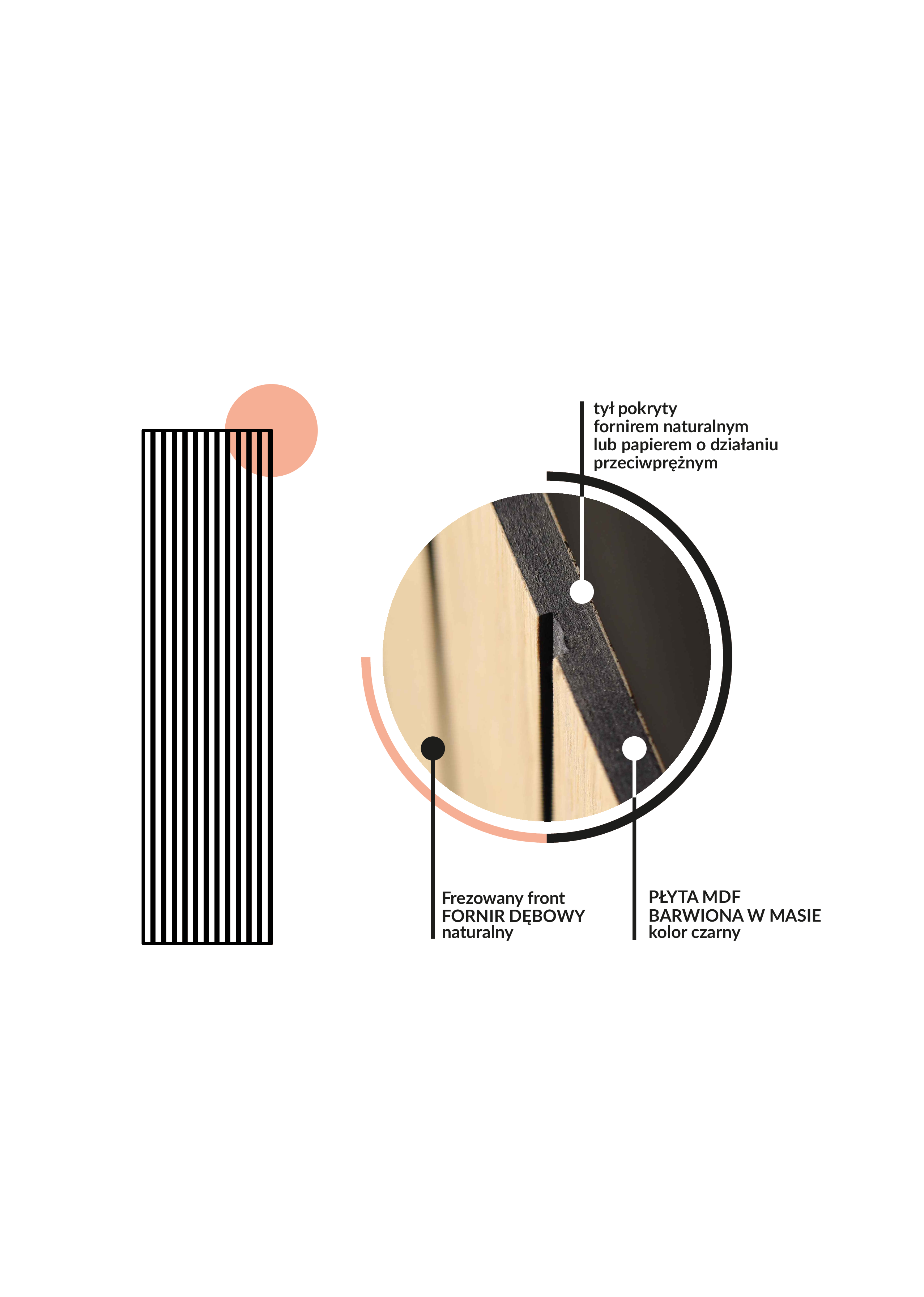 Panel ścienny MDF dekoracyjny pionowe pasy frezowany 30x90cm Fllow - 8