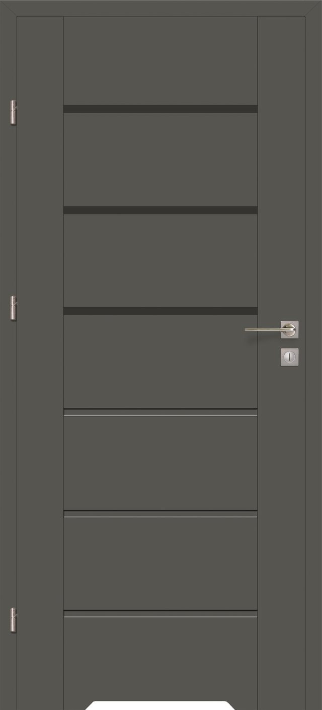 Drzwi wewnętrzne przylgowe łazienkowe z podcięciem wentylacyjnym Quanto Grafit mat 70 lewe Voster