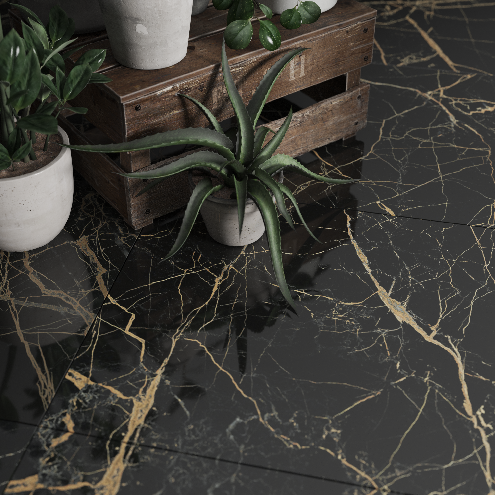 Revestimento cerâmico preto polido 60x120 cm Artens Blush - 5