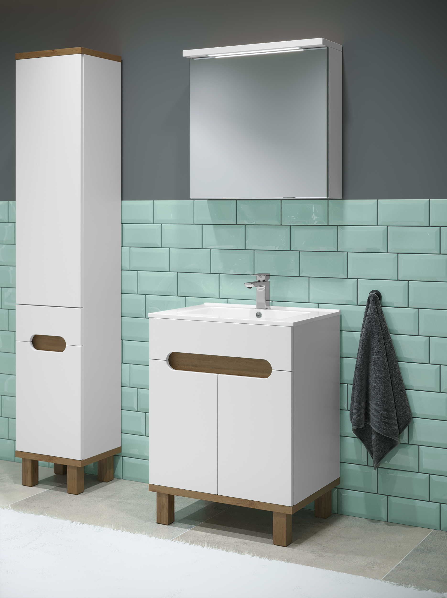 Szafka lustrzana z oświetleniem Storm 60 X 60 X 15 Sensea - 3