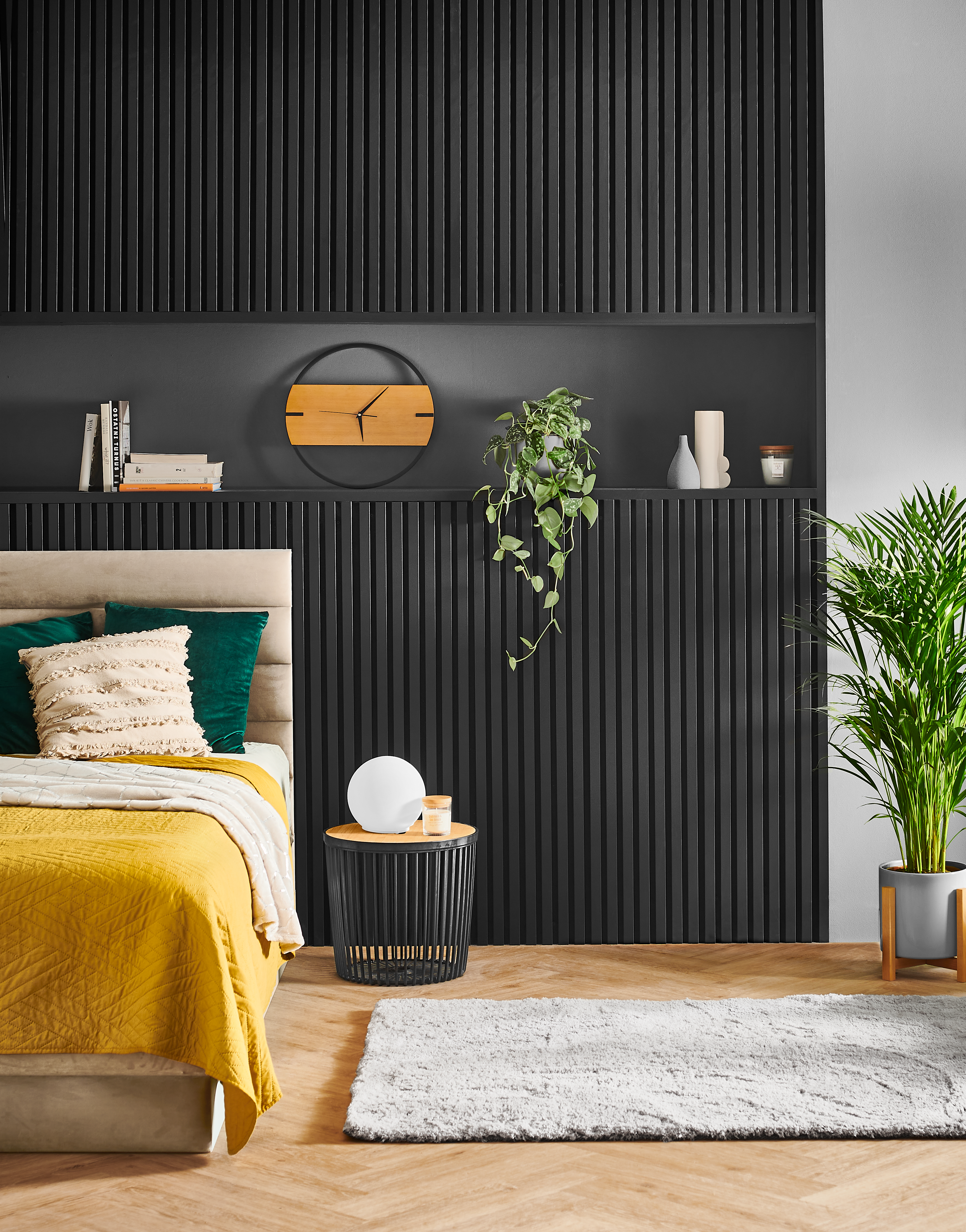 Panele ścienne 3D Lamele na filcu 265x30 cm czarny 7 lameli - 2