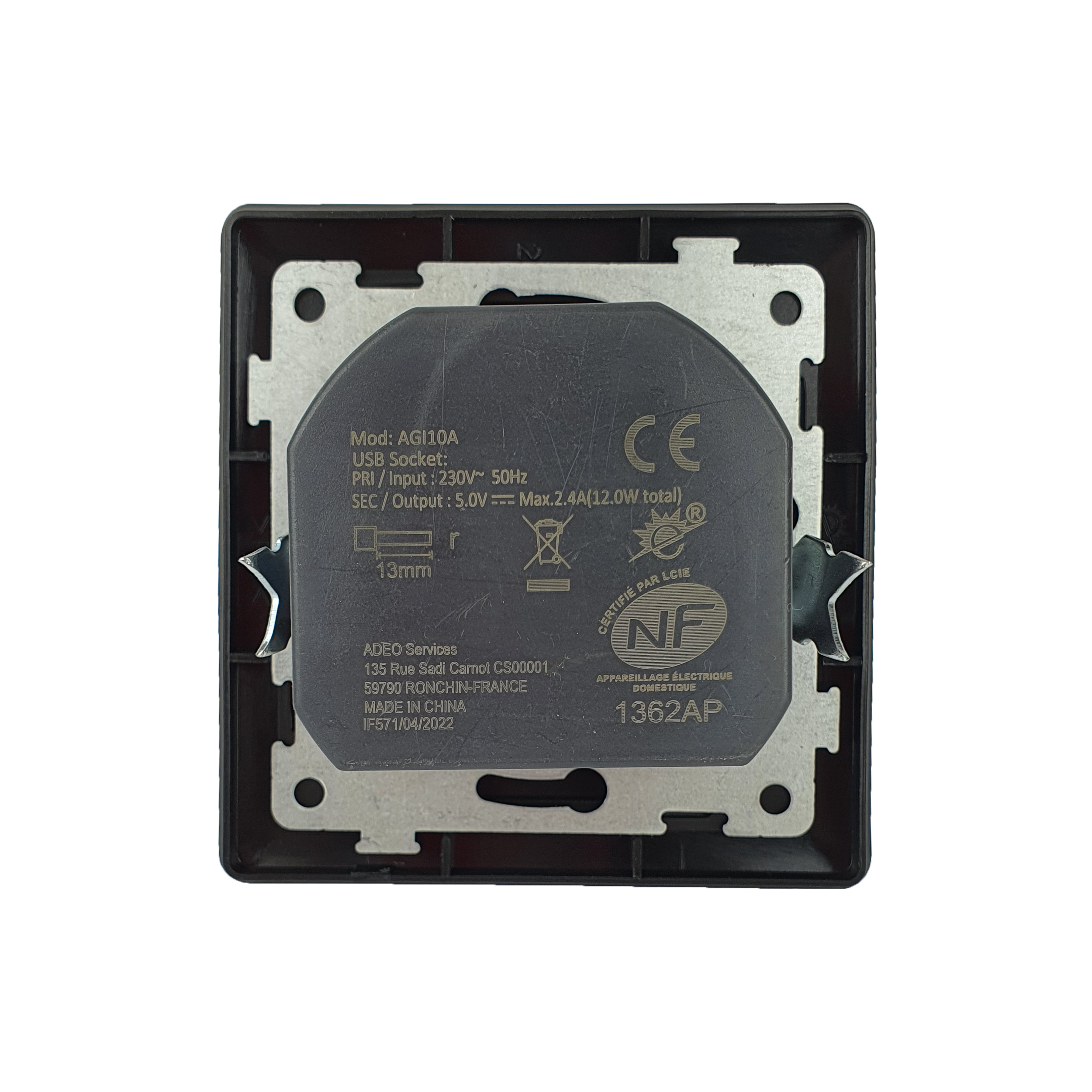Gniazdo elektryczne z portem USB Slim czarny mat Lexman