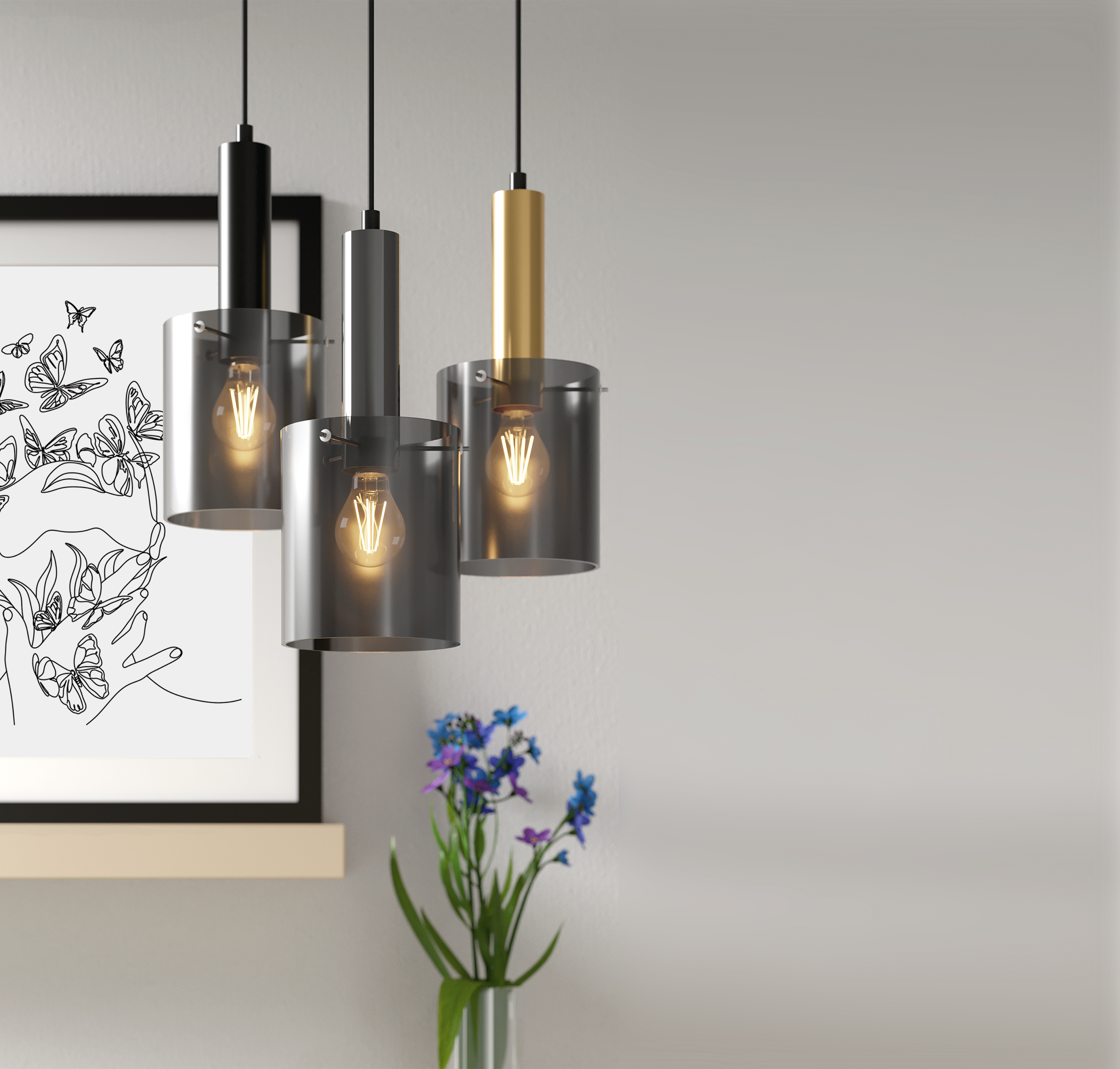 Lampa wisząca Sardo czarna E27 Italux - 3