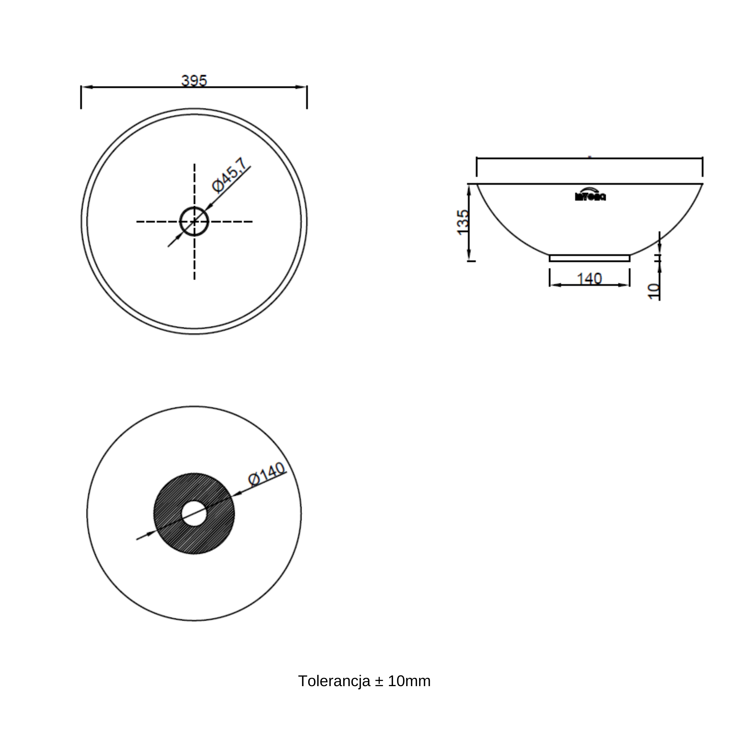 Umywalka ceramiczna nablatowa Dokos 40 Invena - 4