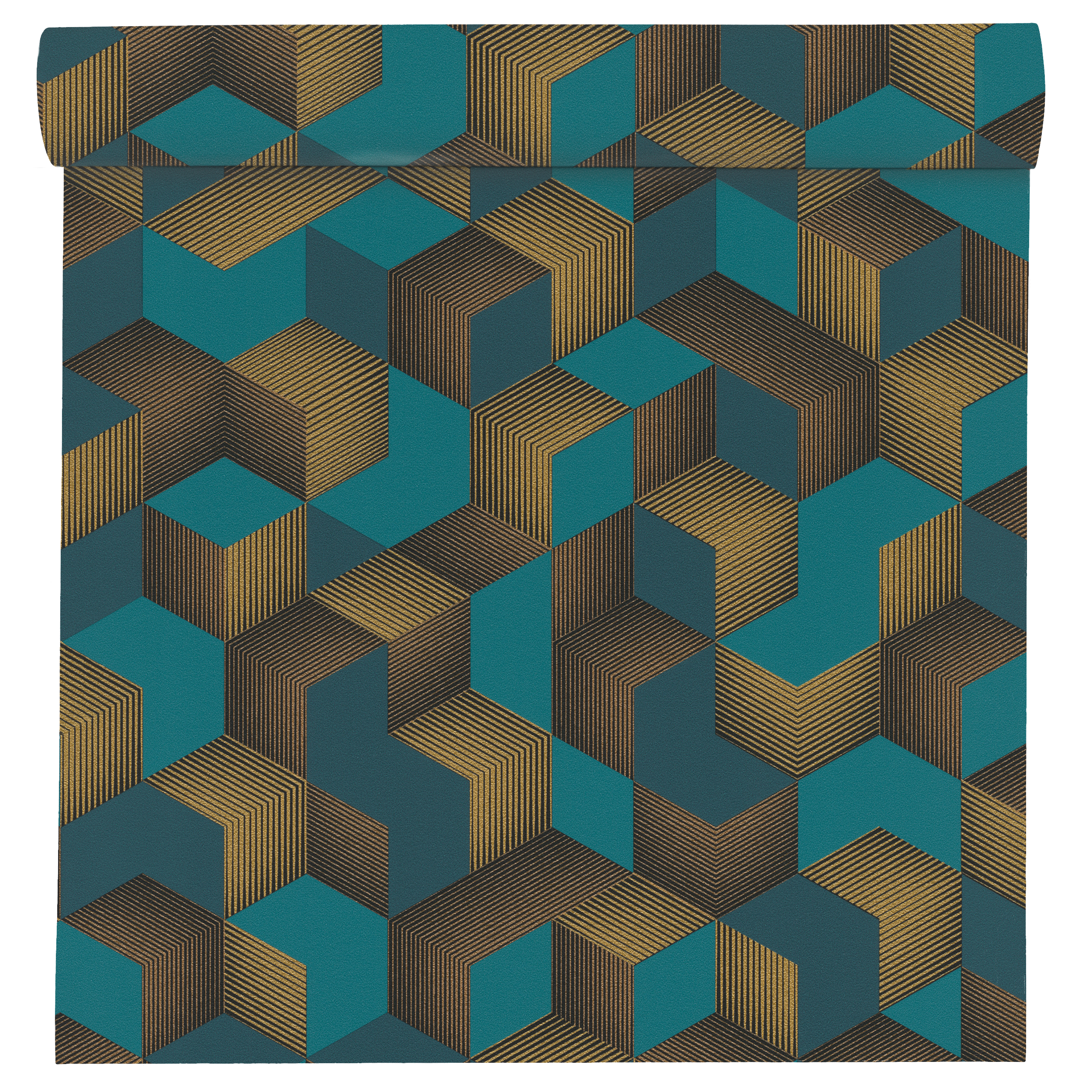 Tapeta Geometryczna 3D 403909 turkusowa winylowa na flizelinie