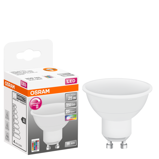 Bombilla Inteligente LED GU10 forma reflector   250 lúmenes 2.9W color de la luz blanco cálido 2700K clase energética F
