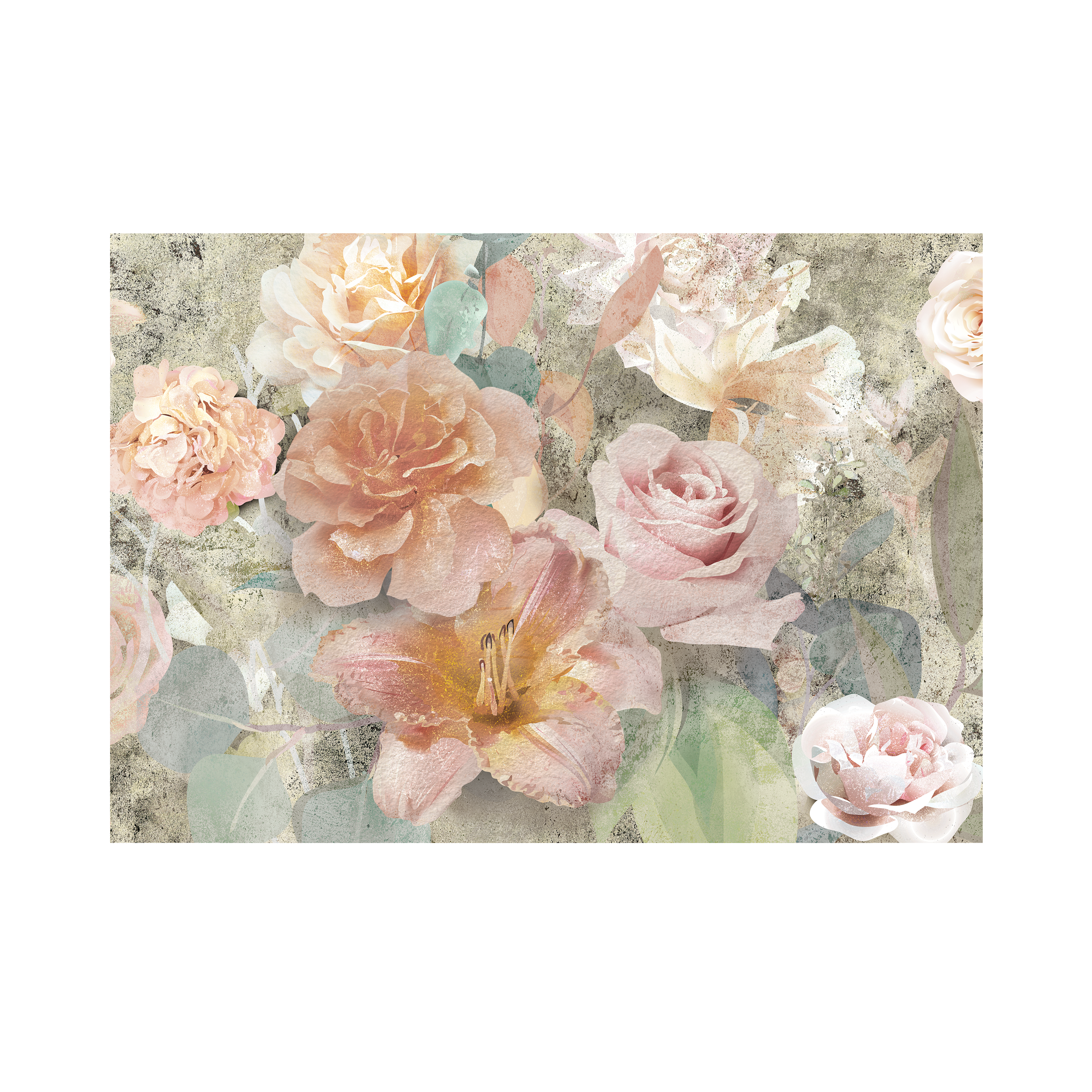 Mural Rose kwiaty pastele 400 x 280 cm z struktura płótna