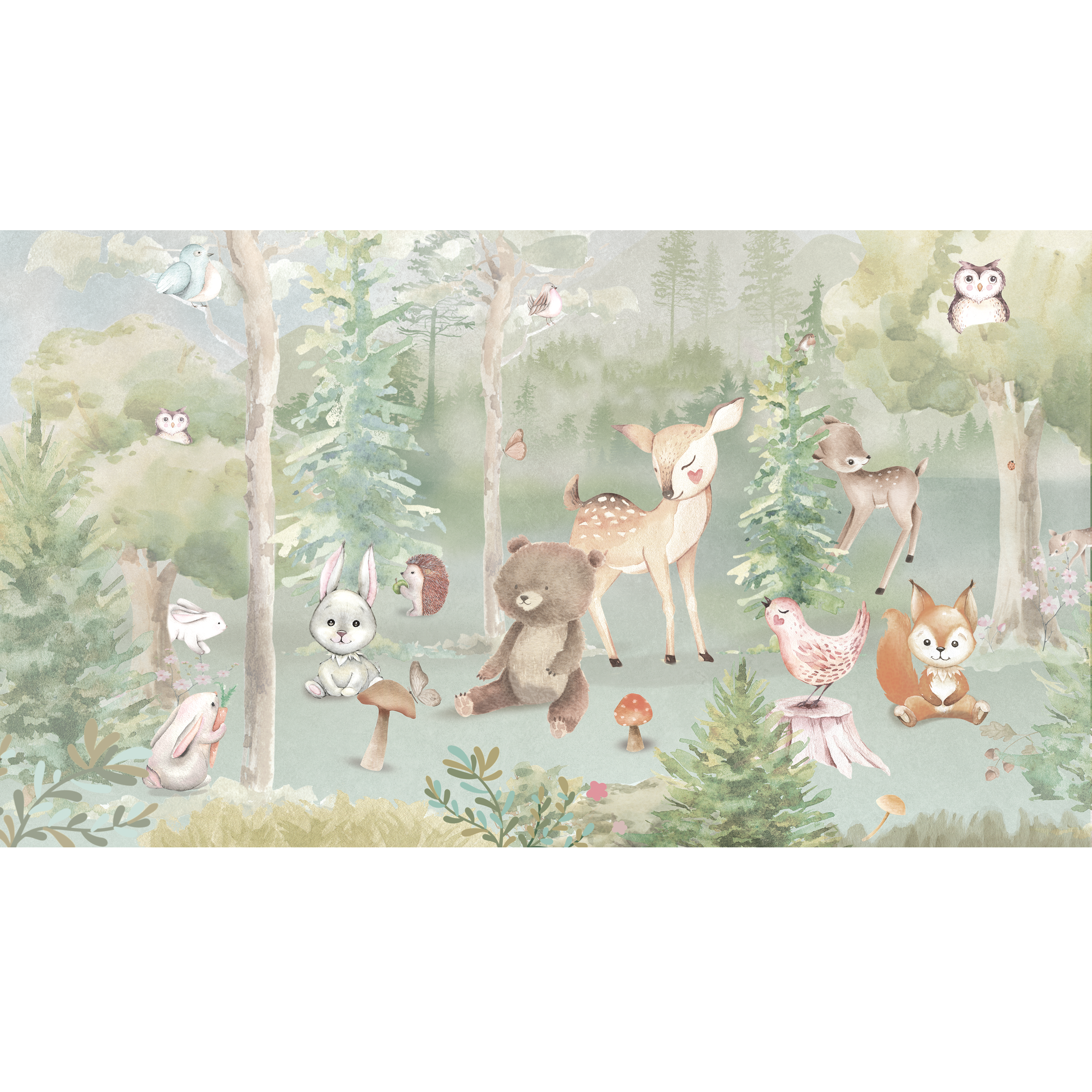 Mural dziecięcy Bambi leśna polana 500 x 280 cm delikatna struktura
