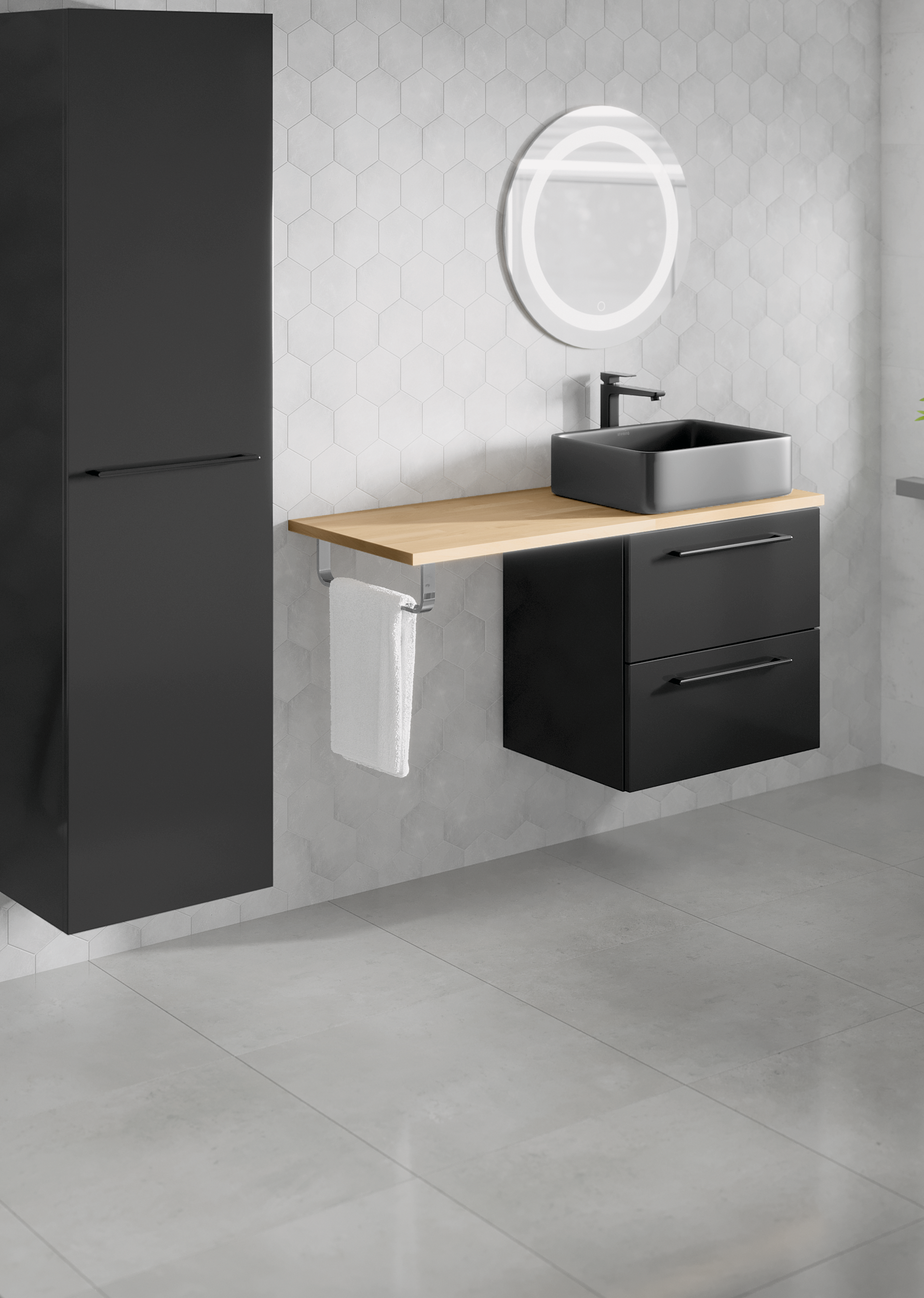 Szafka pod umywalkę Remix Black Mat 60 Sensea - 9