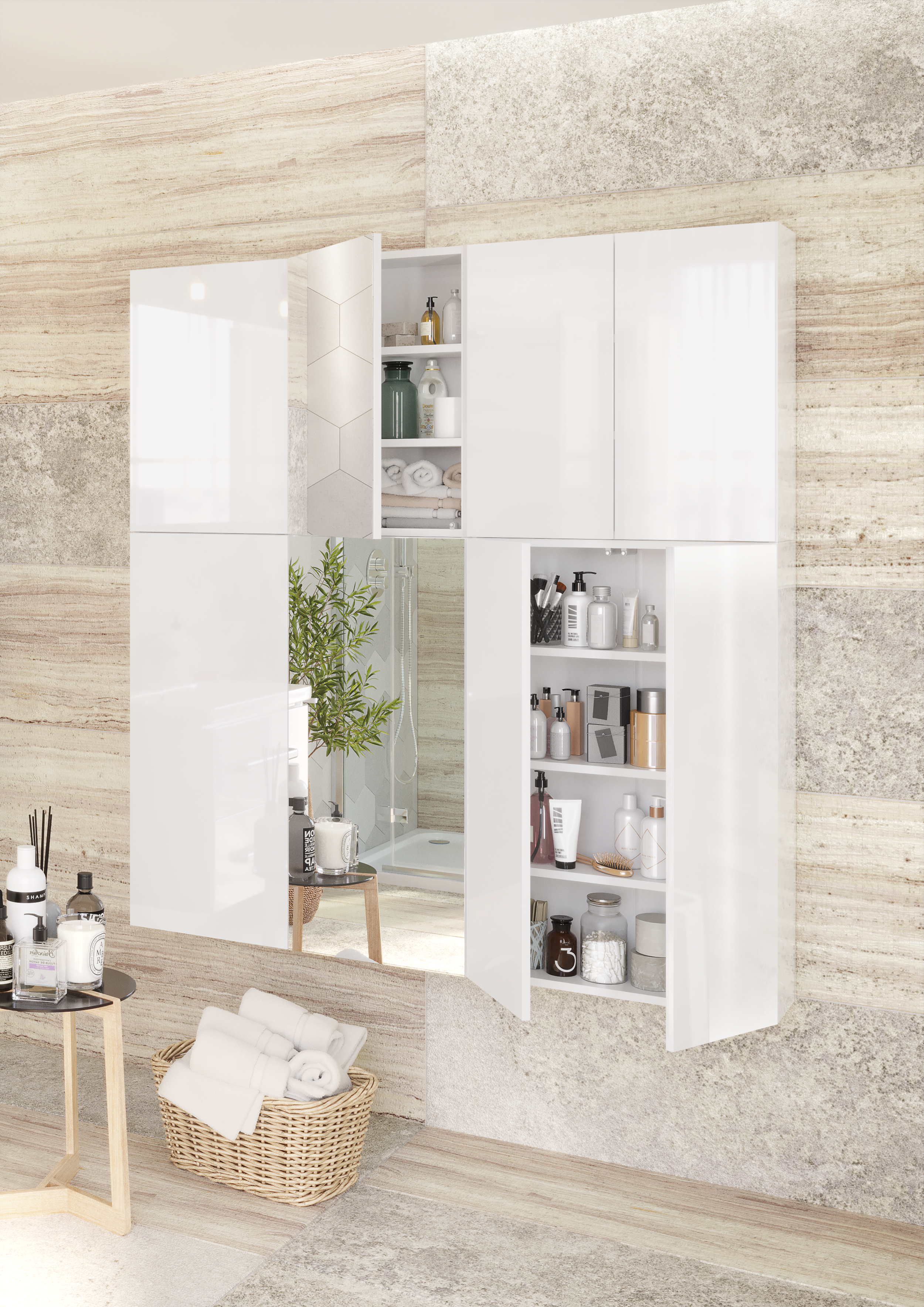 Szafka łazienkowa wisząca Duo 60/20/90cm 3 półki Defra - 4