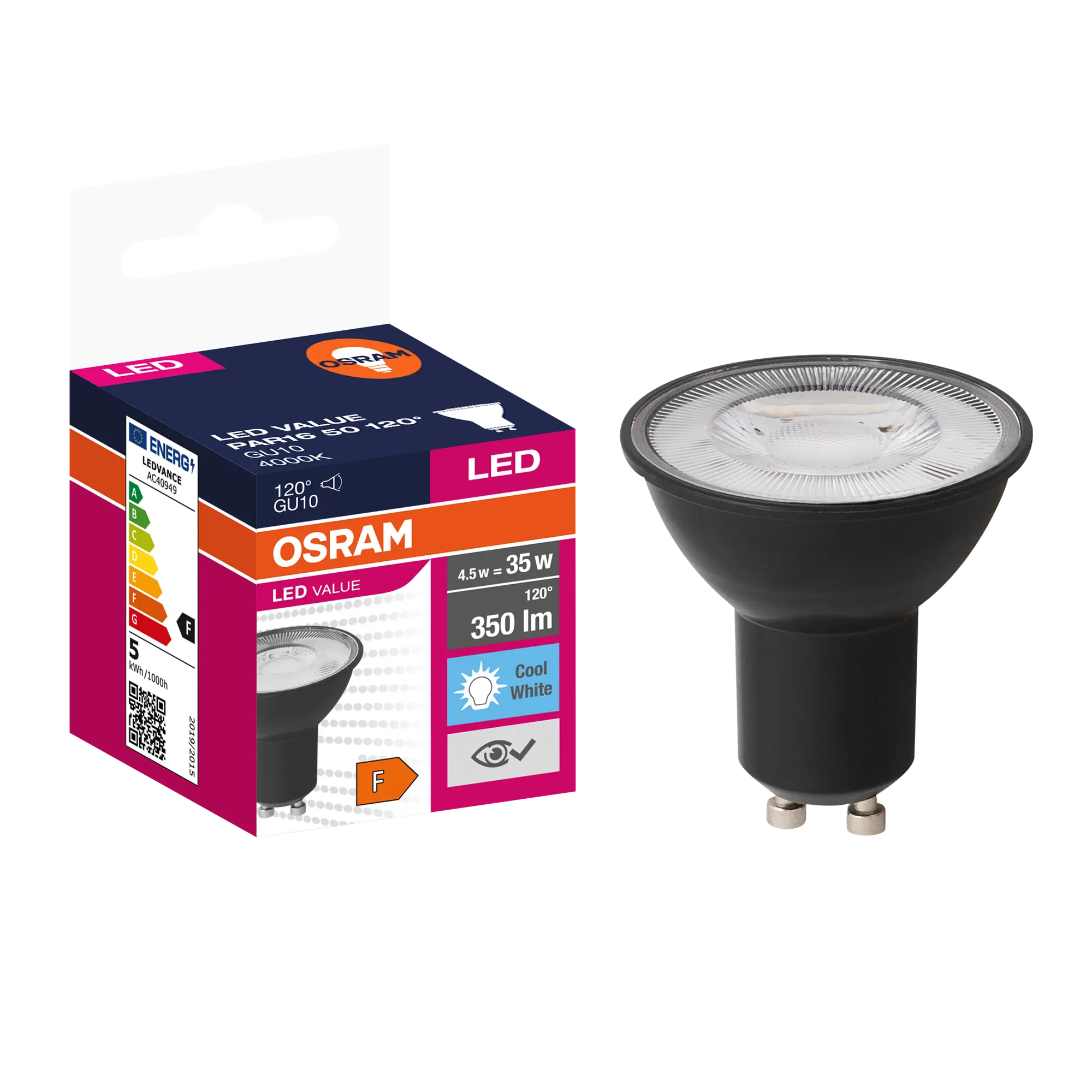 Żarówka LED GU10 4,5 W = 35 W 350 lm Neutralna biel Osram - 4