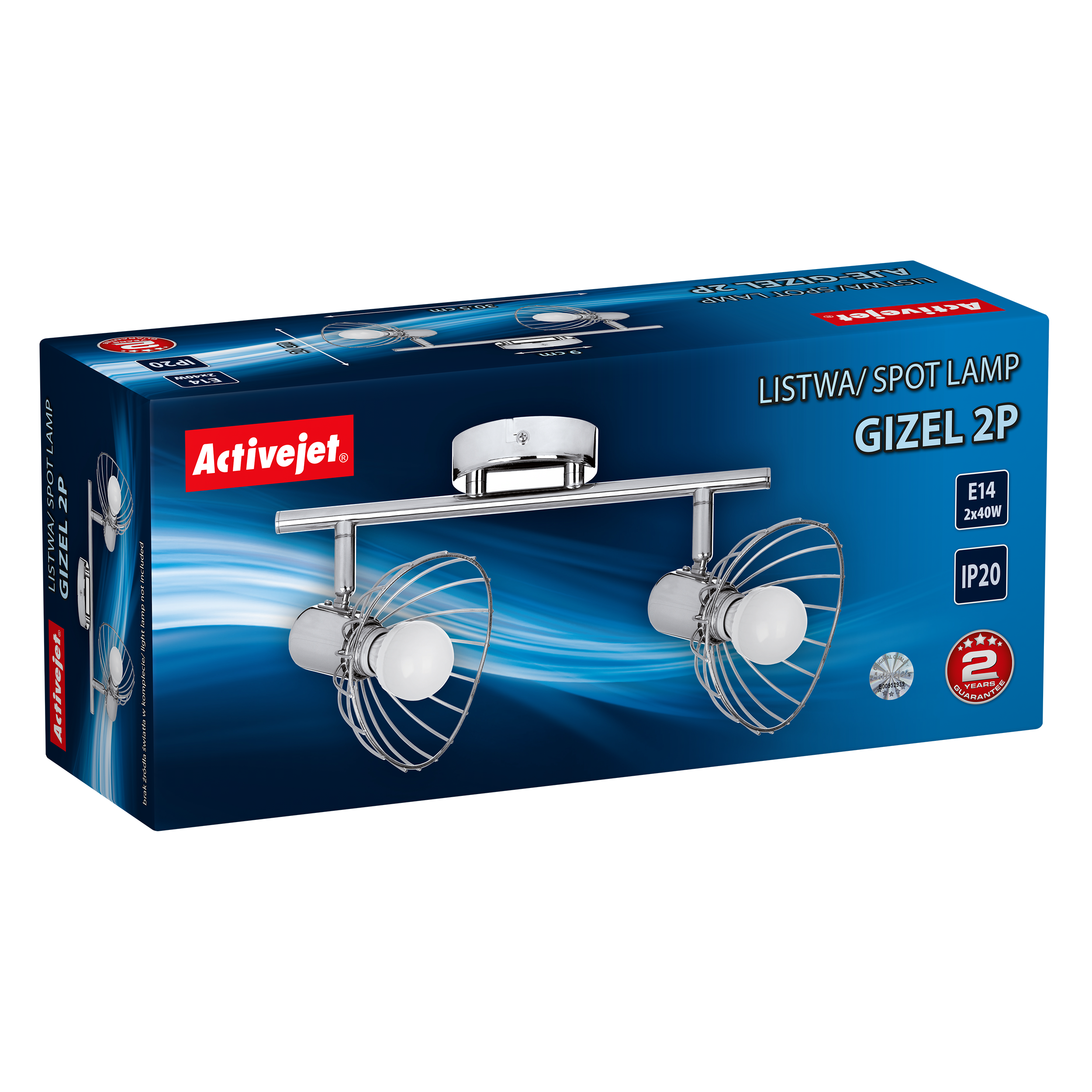 Listwa reflektorowa Gizel srebrna 2 x E14 Activejet