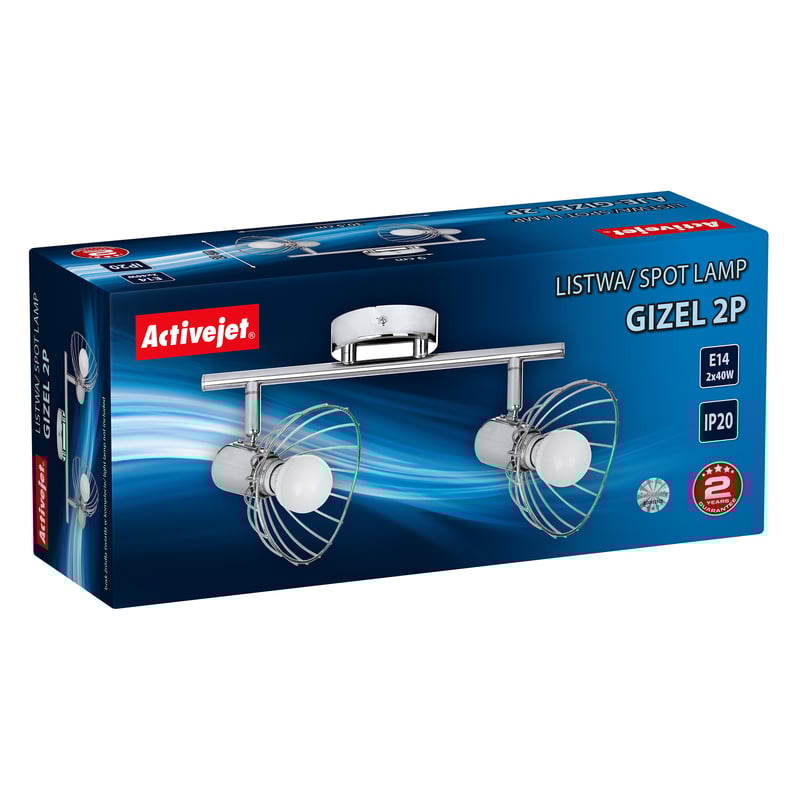 Listwa reflektorowa Gizel srebrna 2 x E14 Activejet