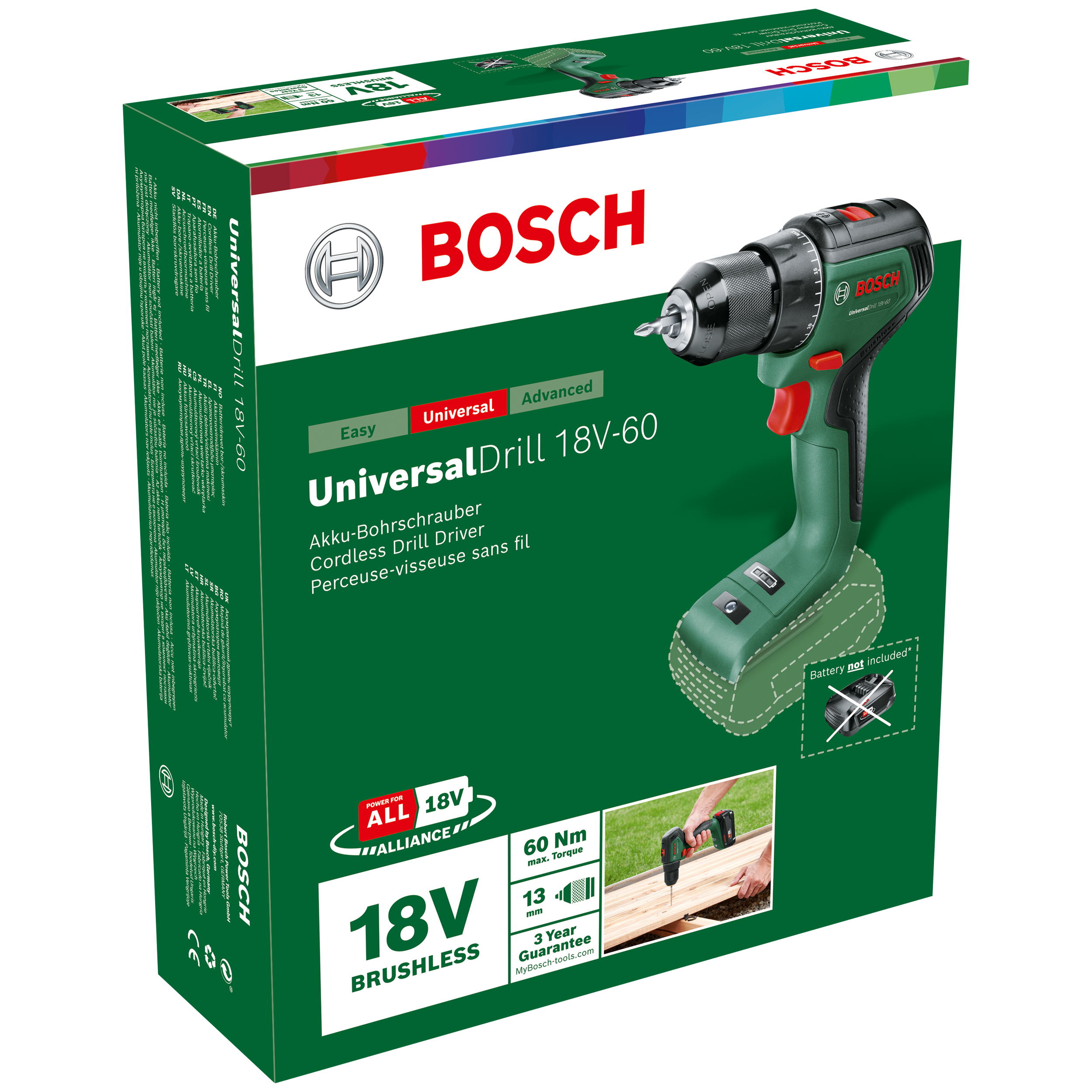 Wiertarko-wkrętarka akumulatorowa bezszczotkowa UniversalDrill 18V-60 18V Litowo-jonowa BOSCH - 7