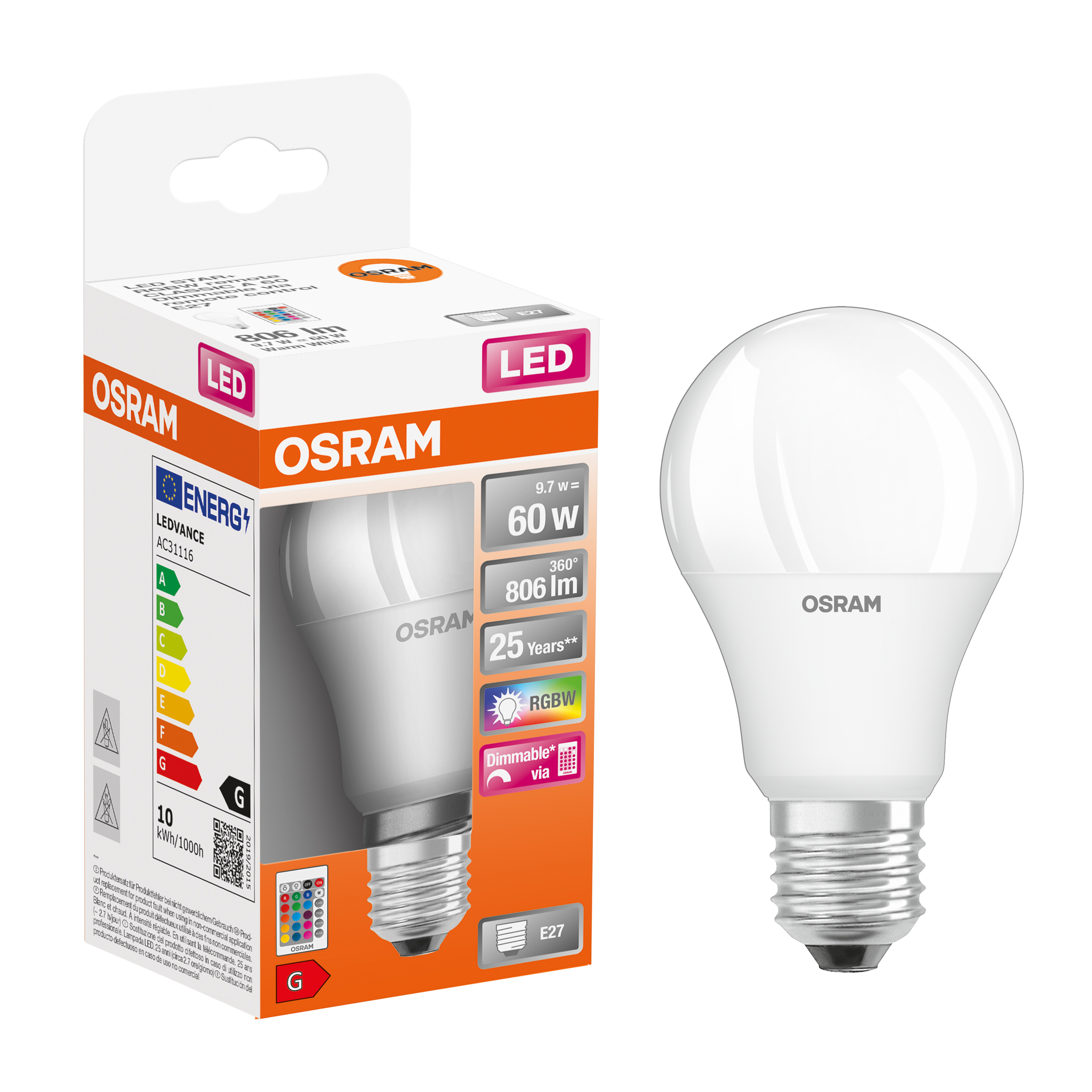 Żarówka Smart LED E27 9,7 W 806 lm RGBW Osram - 3