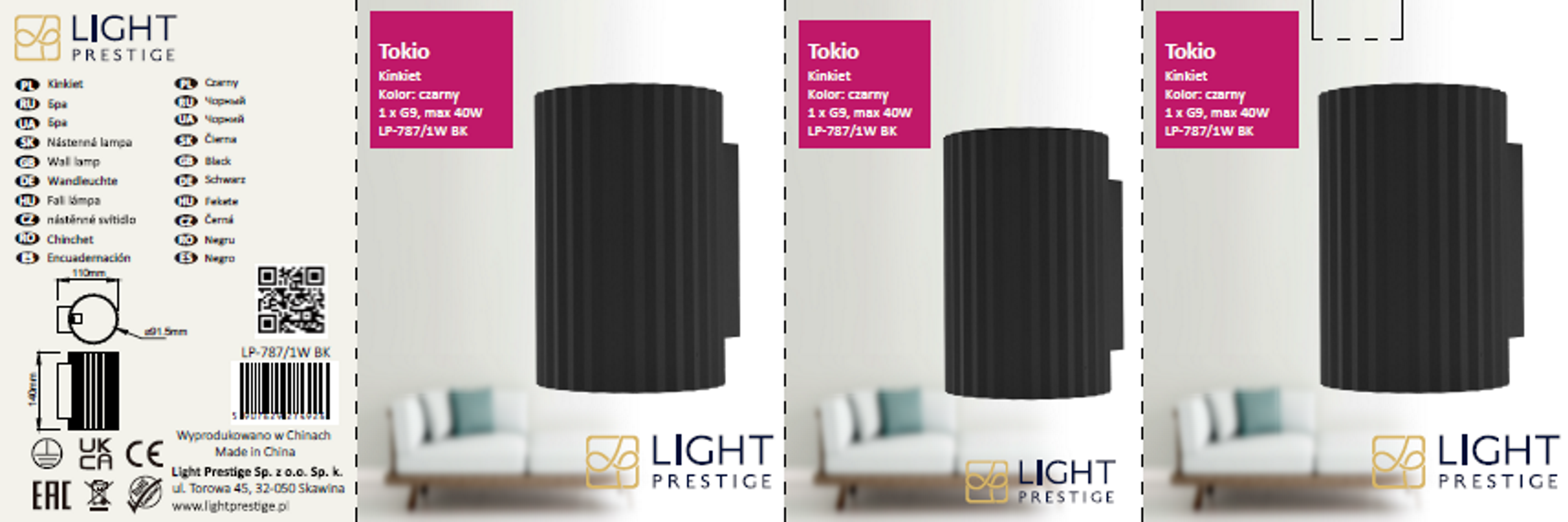 Kinkiet Tokio czarny G9 Light Prestige - 5