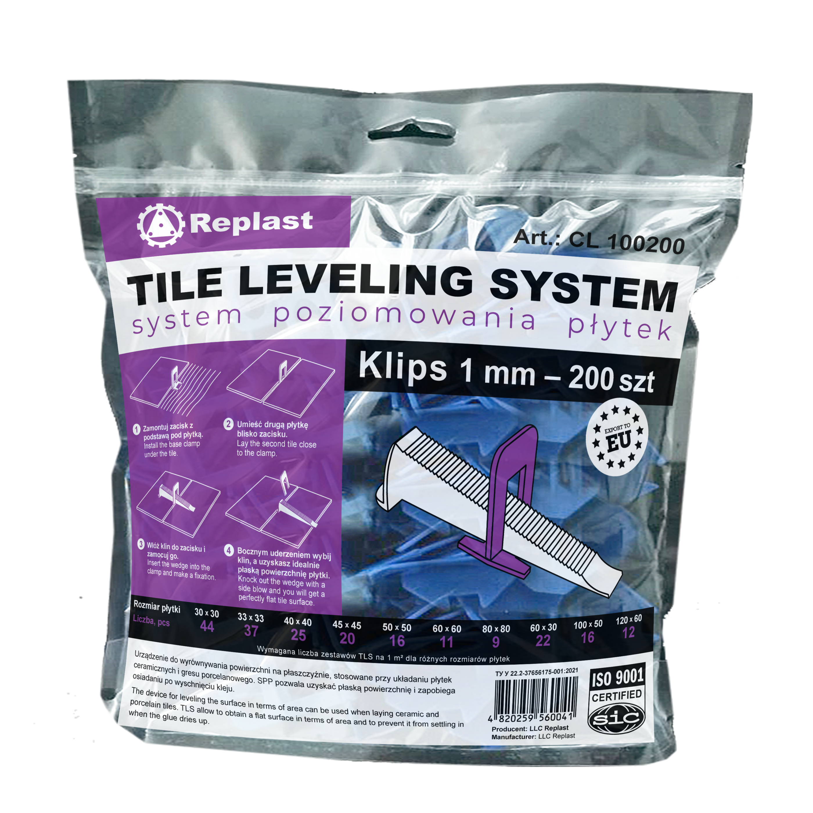 System poziomowania płytek Klips 1mm 200 szt. Relplast - Leroy Merlin