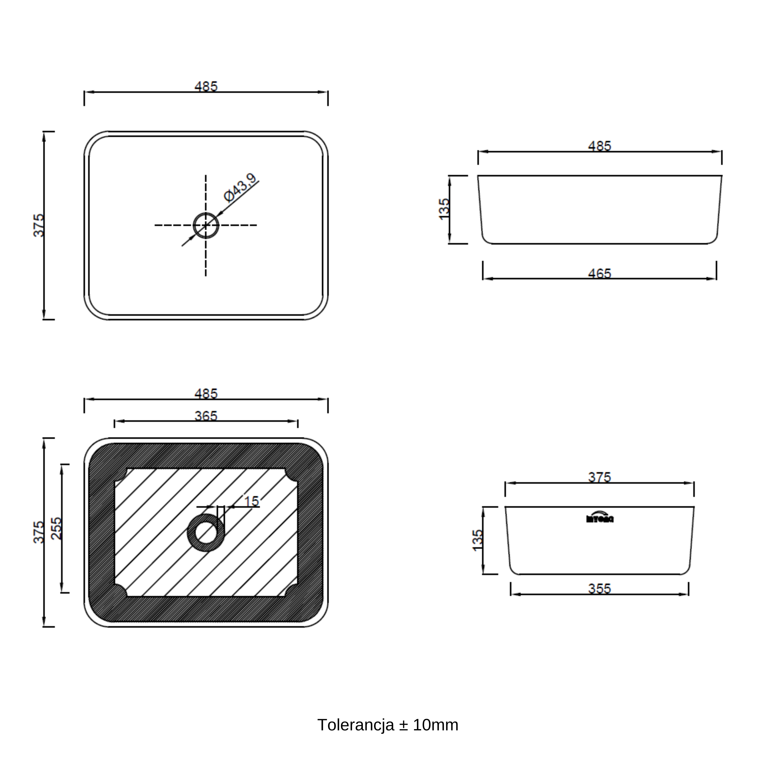Umywalka ceramiczna nablatowa Nyks 48 Invena - 9