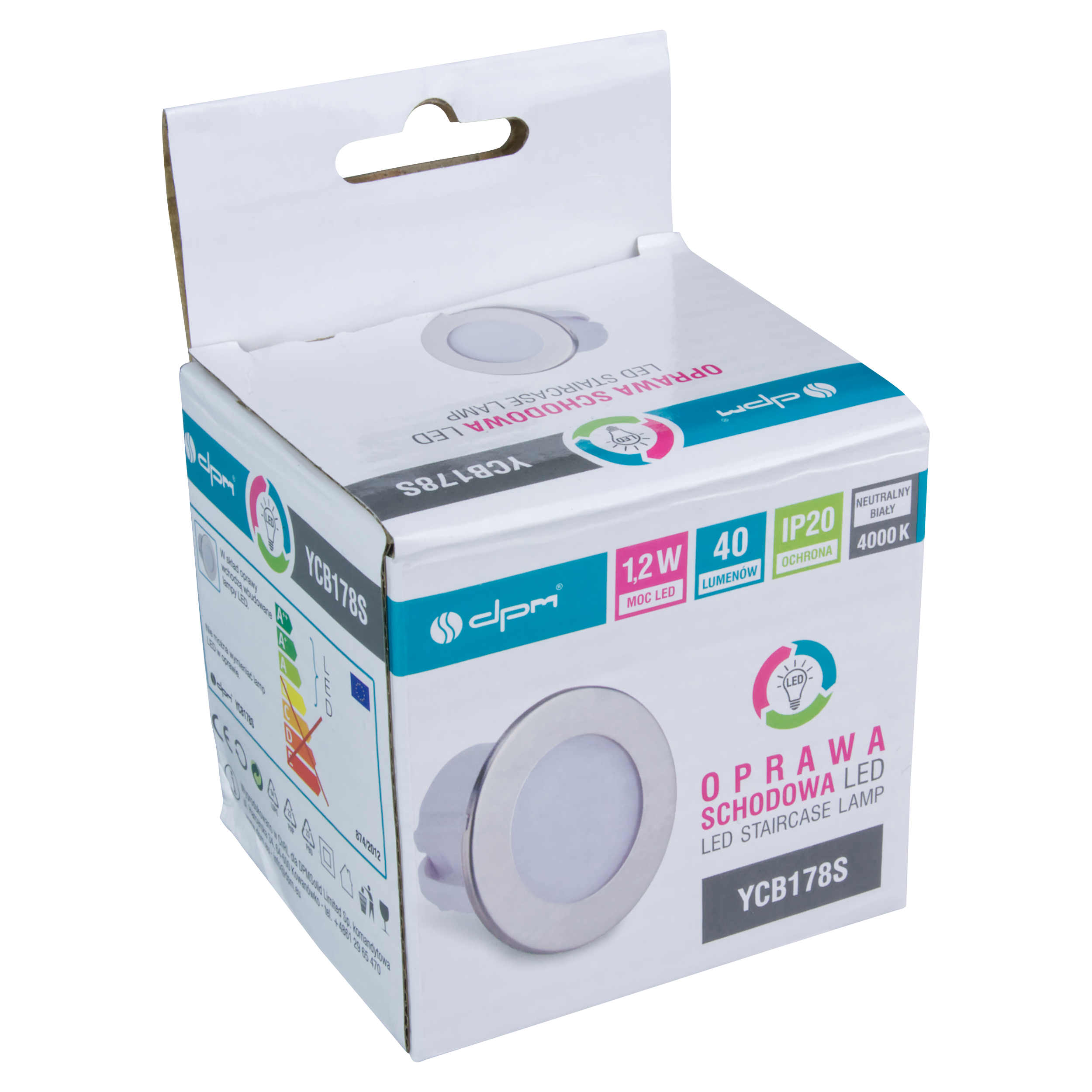 Oprawa schodowa srebrna okrągła 7.8 cm IP20 40 lm LED DPM	 - 4