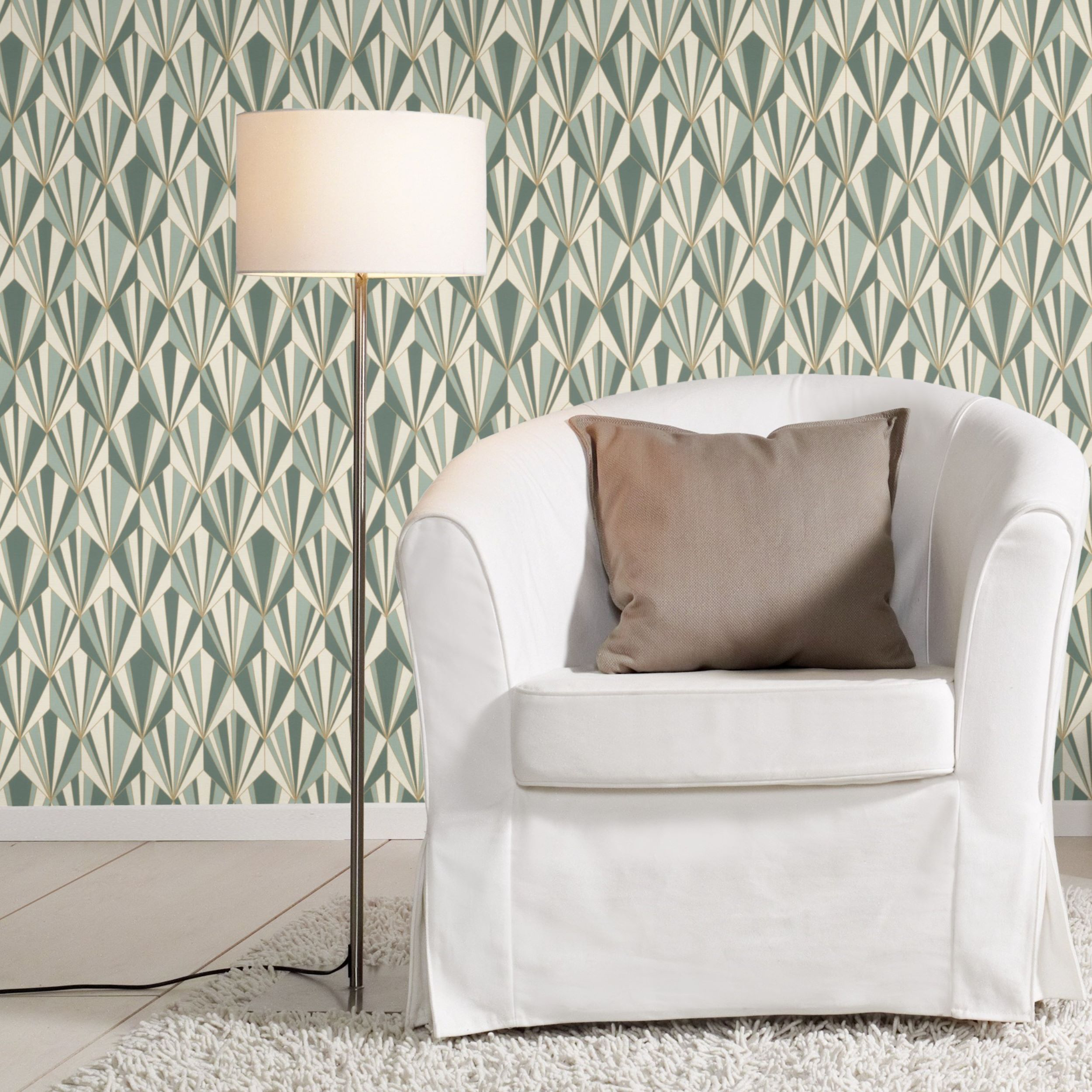 Tapeta Art Deco zielona winylowa na flizelinie - 5