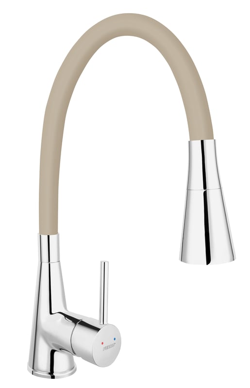 Bateria kuchenna z elastyczną wylewką U 34 cm Fitness 2 Beżowa Ferro