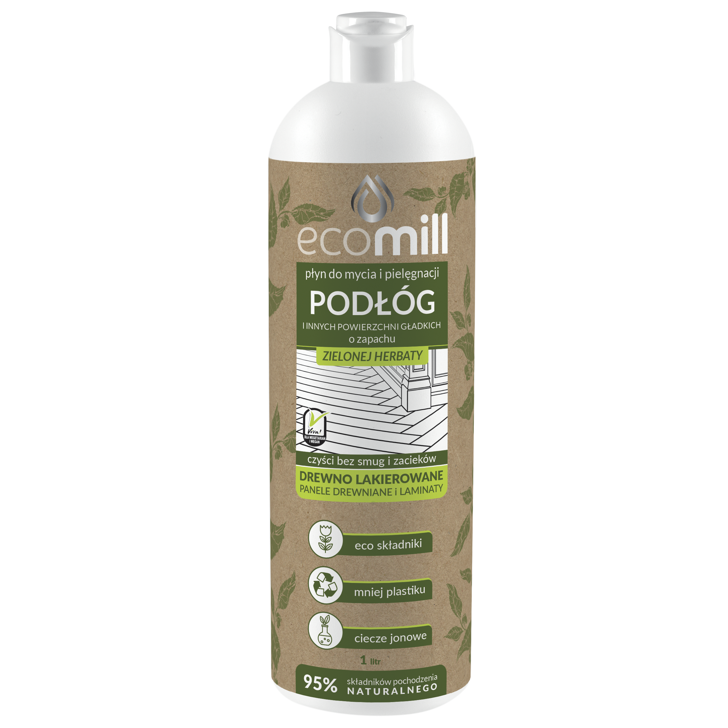 Środek czyszczący do drewna i paneli Zielona Herbata 1 l Ecomill