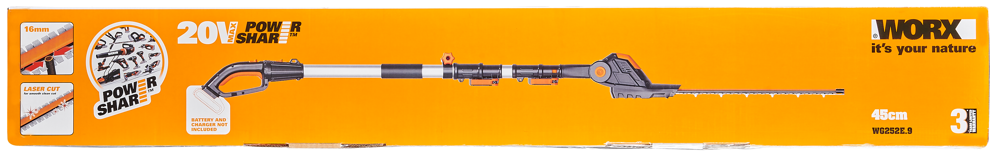 Nożyce akumulatorowe 20V 45cm na wysięgniku Worx Solo WG252E.9 - 5
