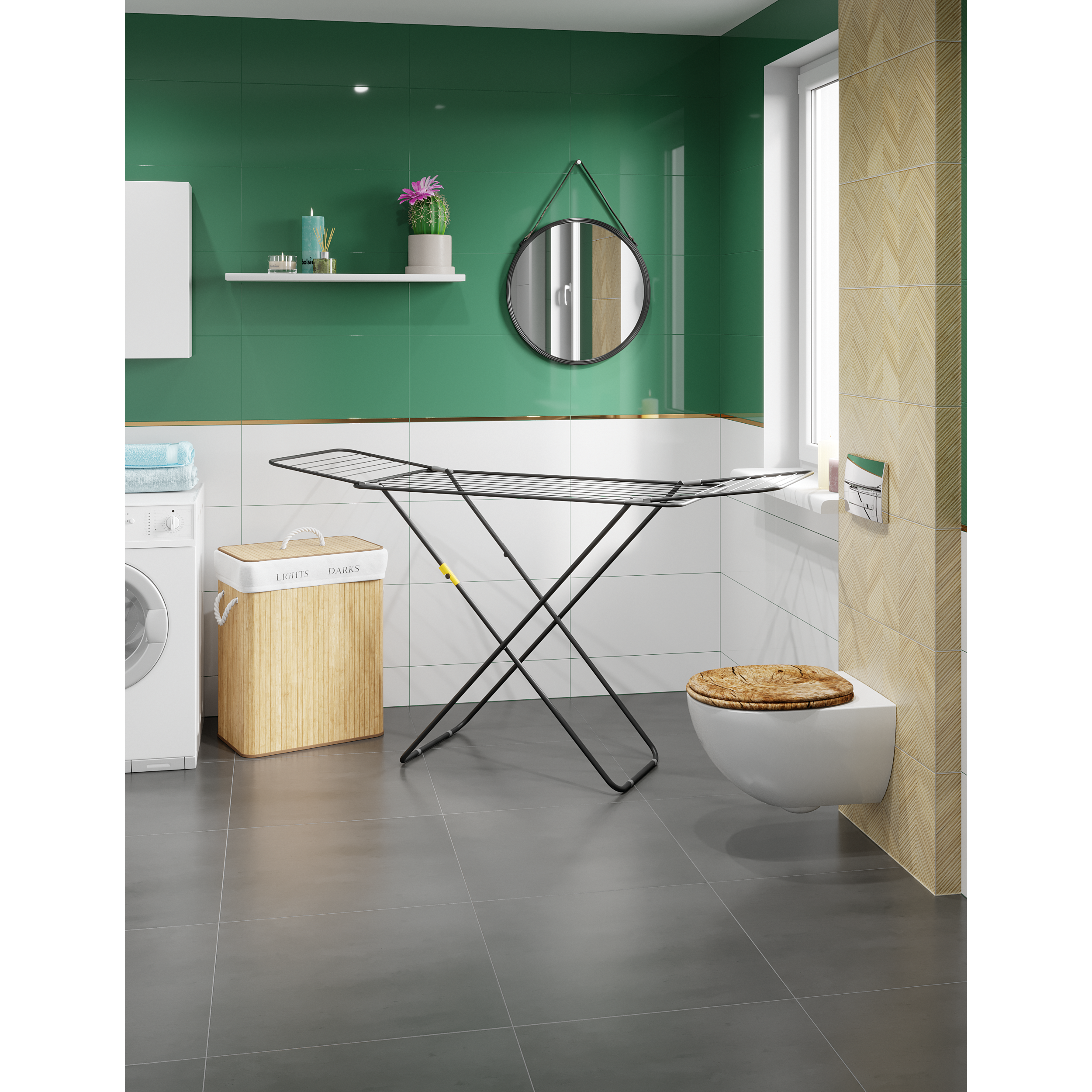 Lustro okrągłe Barbier na pasku czarne śr. 55 cm Inspire - 6