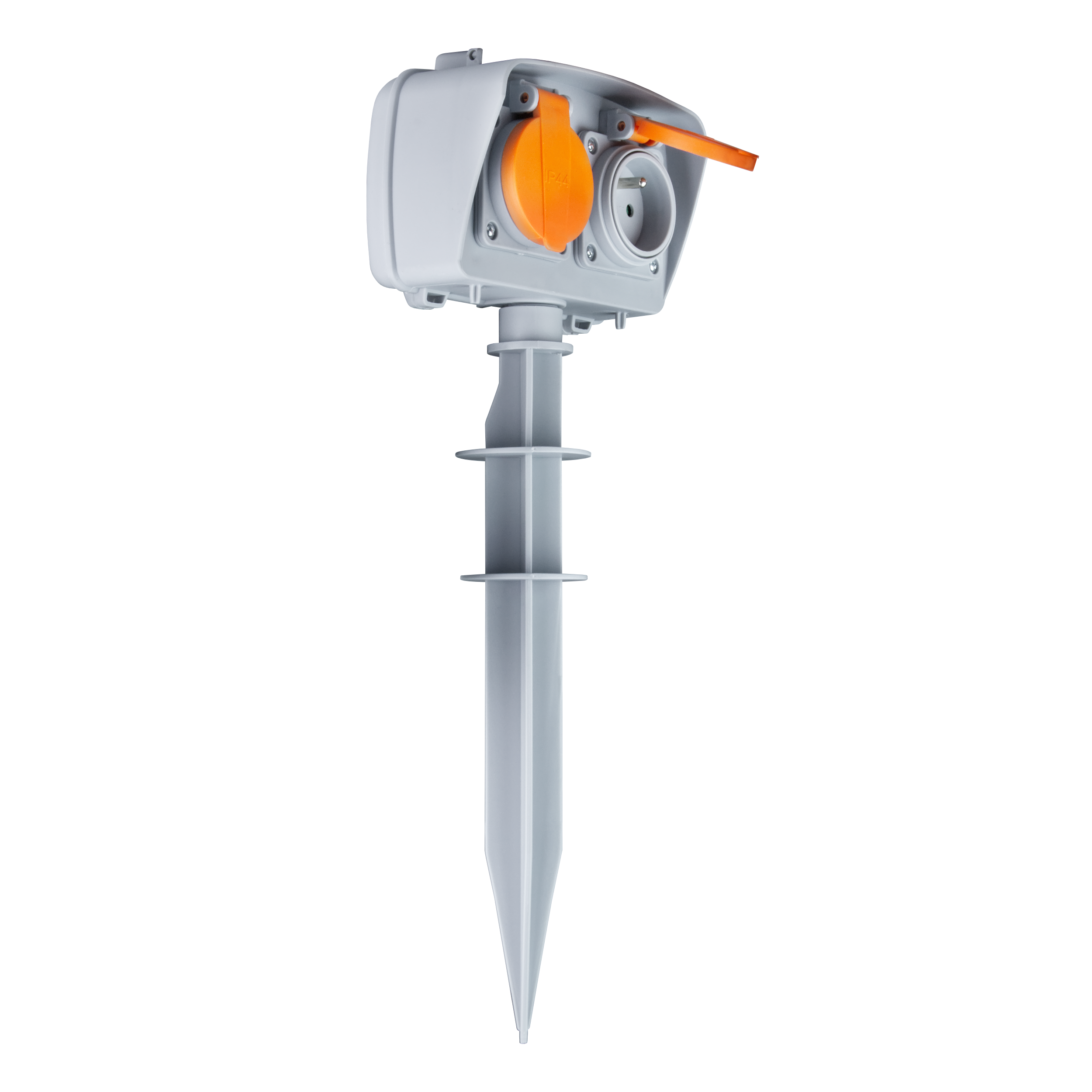 Gniazdo ogrodowe z grotem ziemnym 2x2P+Z czarne 1.5M IP44 DPM