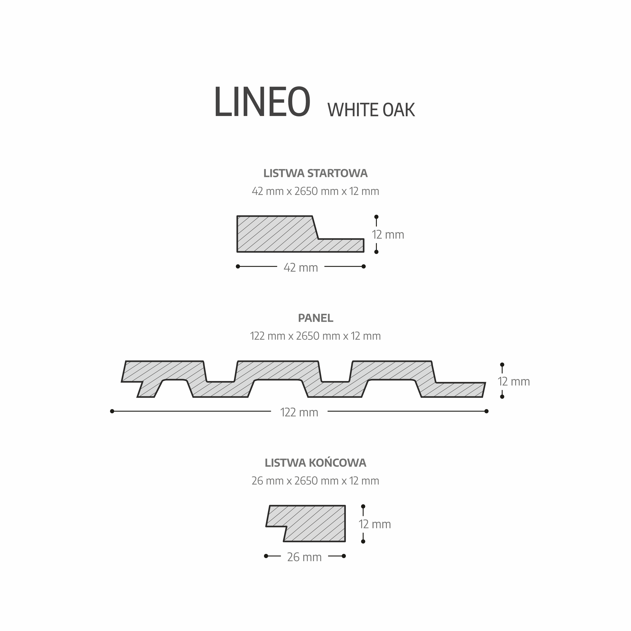 Panele lamele ścienne PCV dekoracyjne Lineo White Oak moduł końcowy Fllow - 3