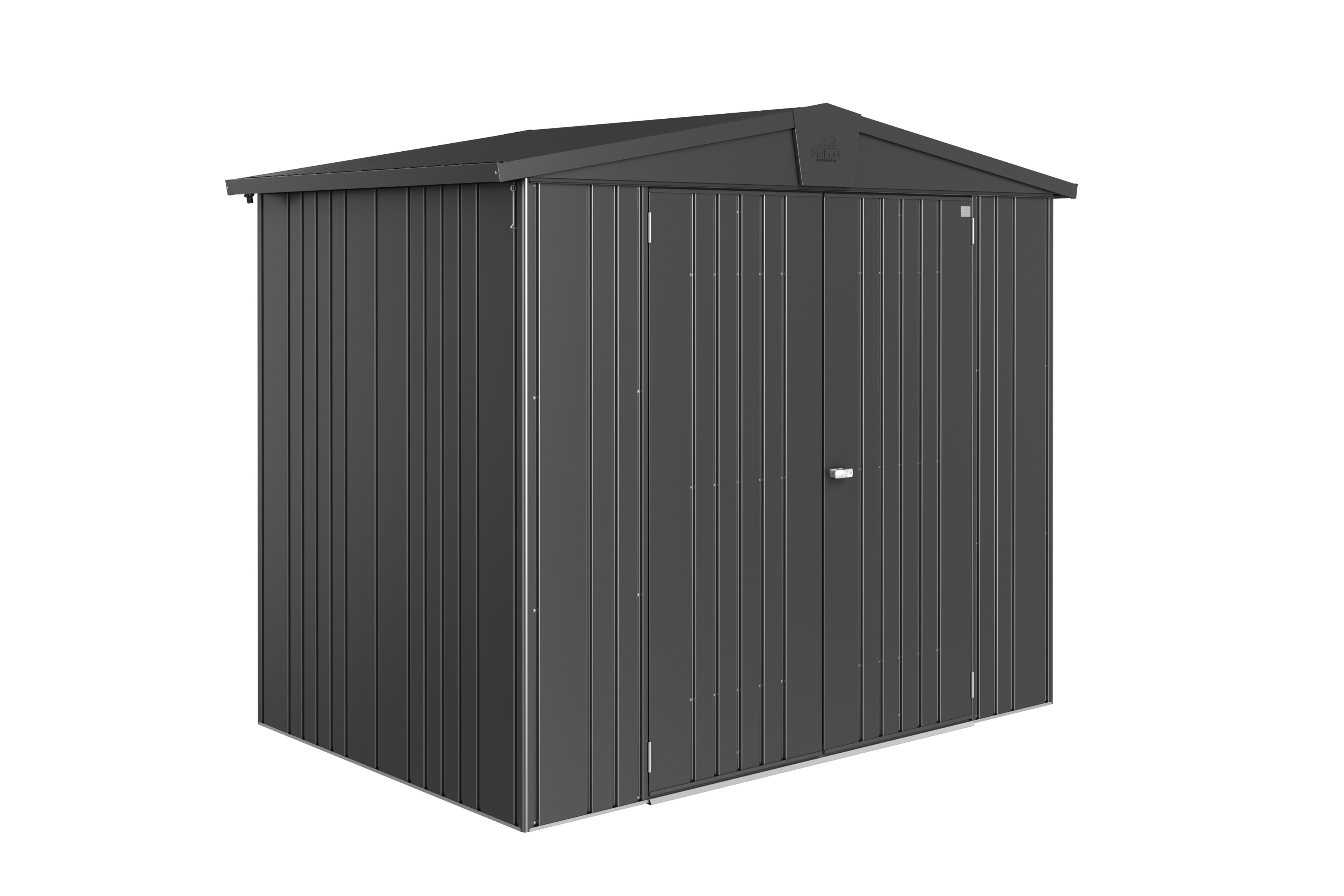 Caseta de metal europa de 244x203x156 cm y 3.4 m2 con 0.5 mm espesor y doble puerta abatible biohort