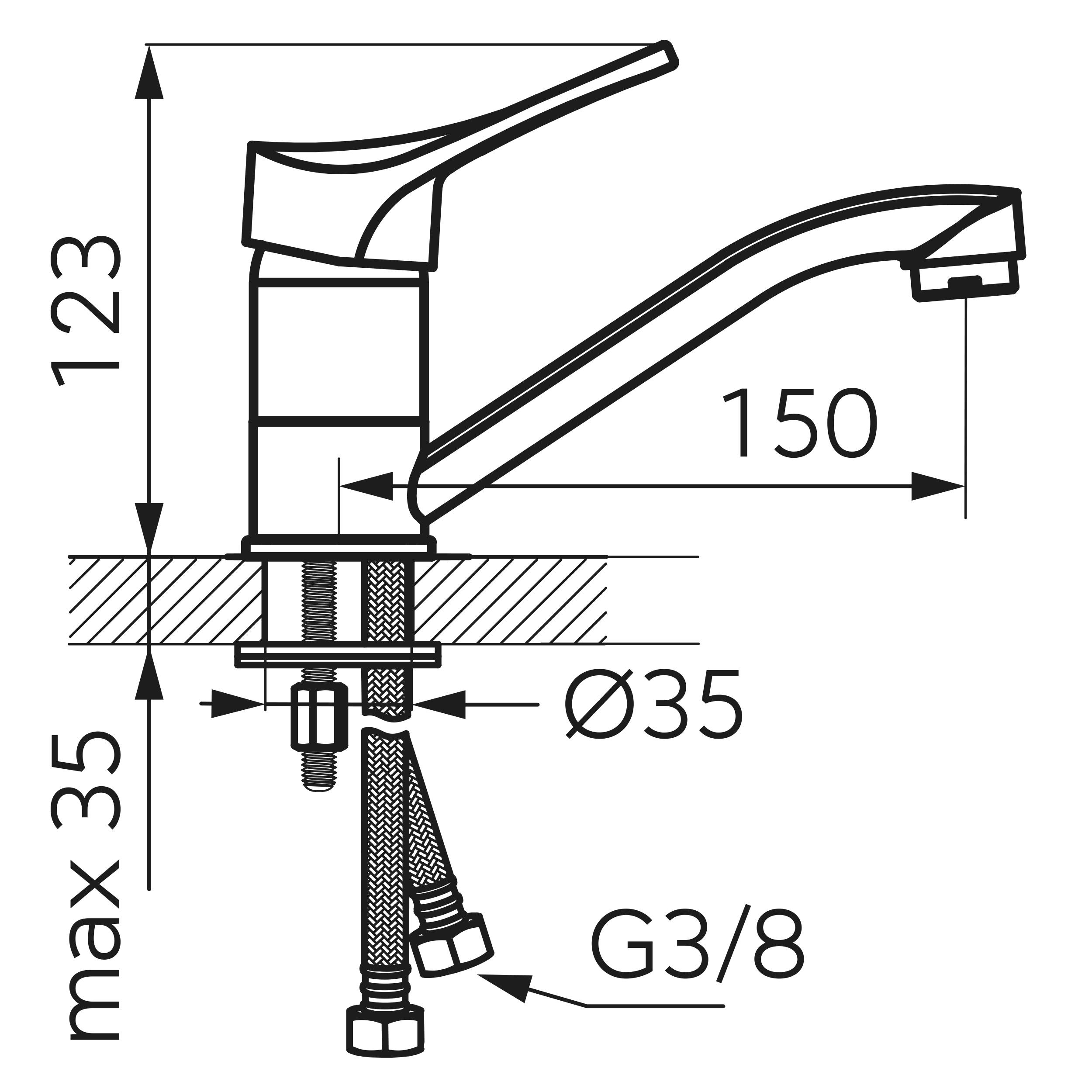 Bateria umywalkowa 12 cm chrom Petite Ferro - 2