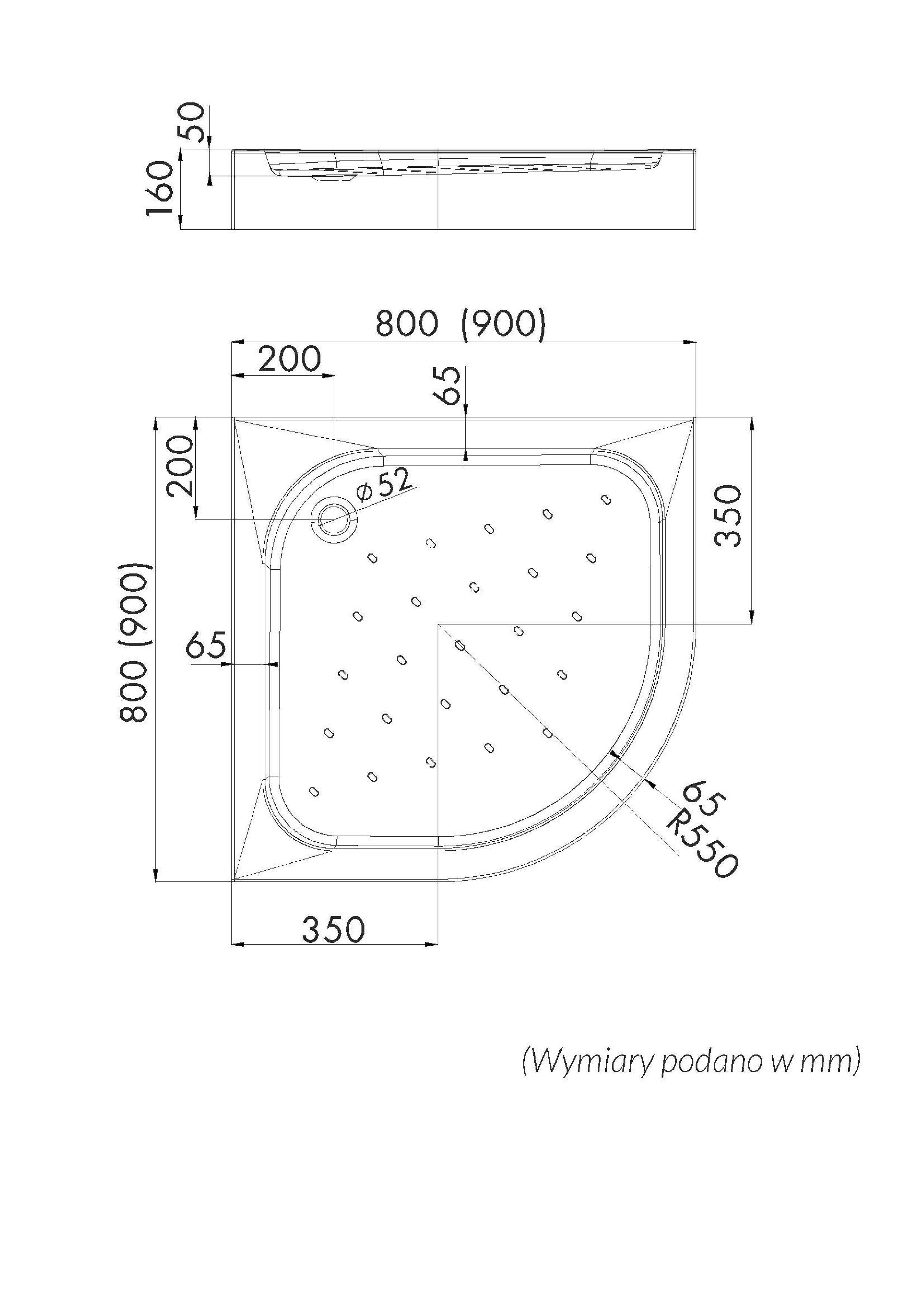 Brodzik do kabiny prysznicowej 1/4 koła Comfo 90x90x16 cm Schedpol - 3