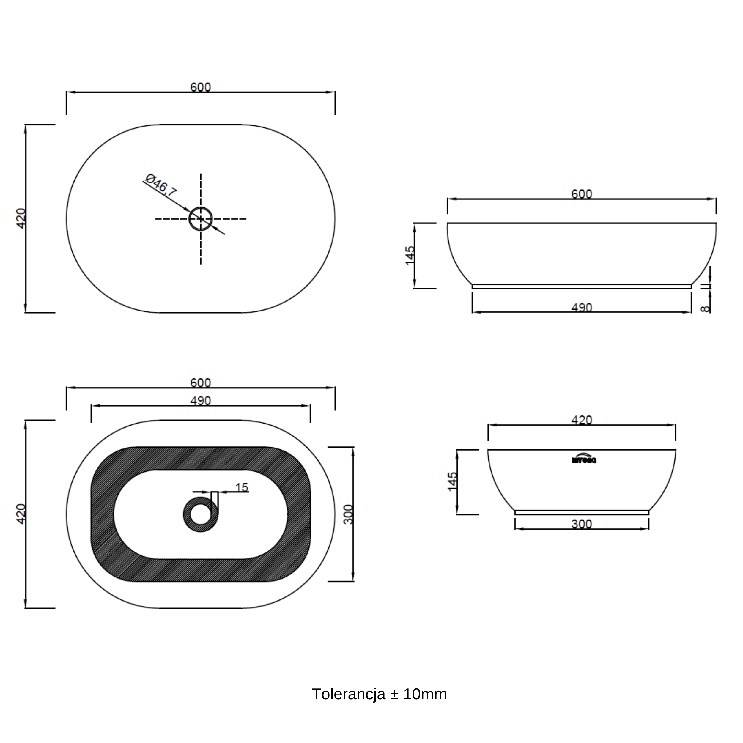 Umywalka ceramiczna nablatowa Teja 60 Invena - 22