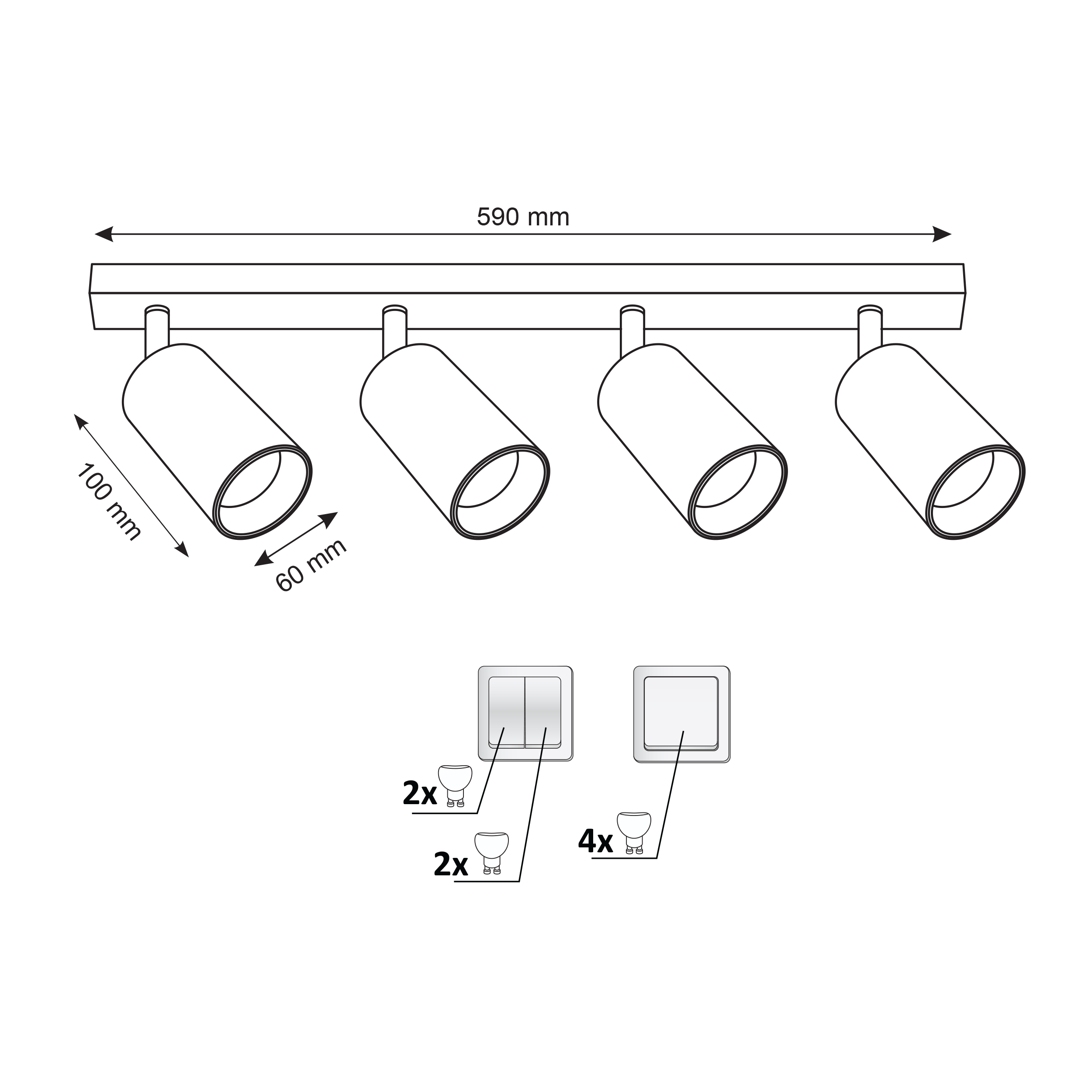 Listwa reflektorowa Maribel biało-złota 4 x GU10 Goldlux - 9