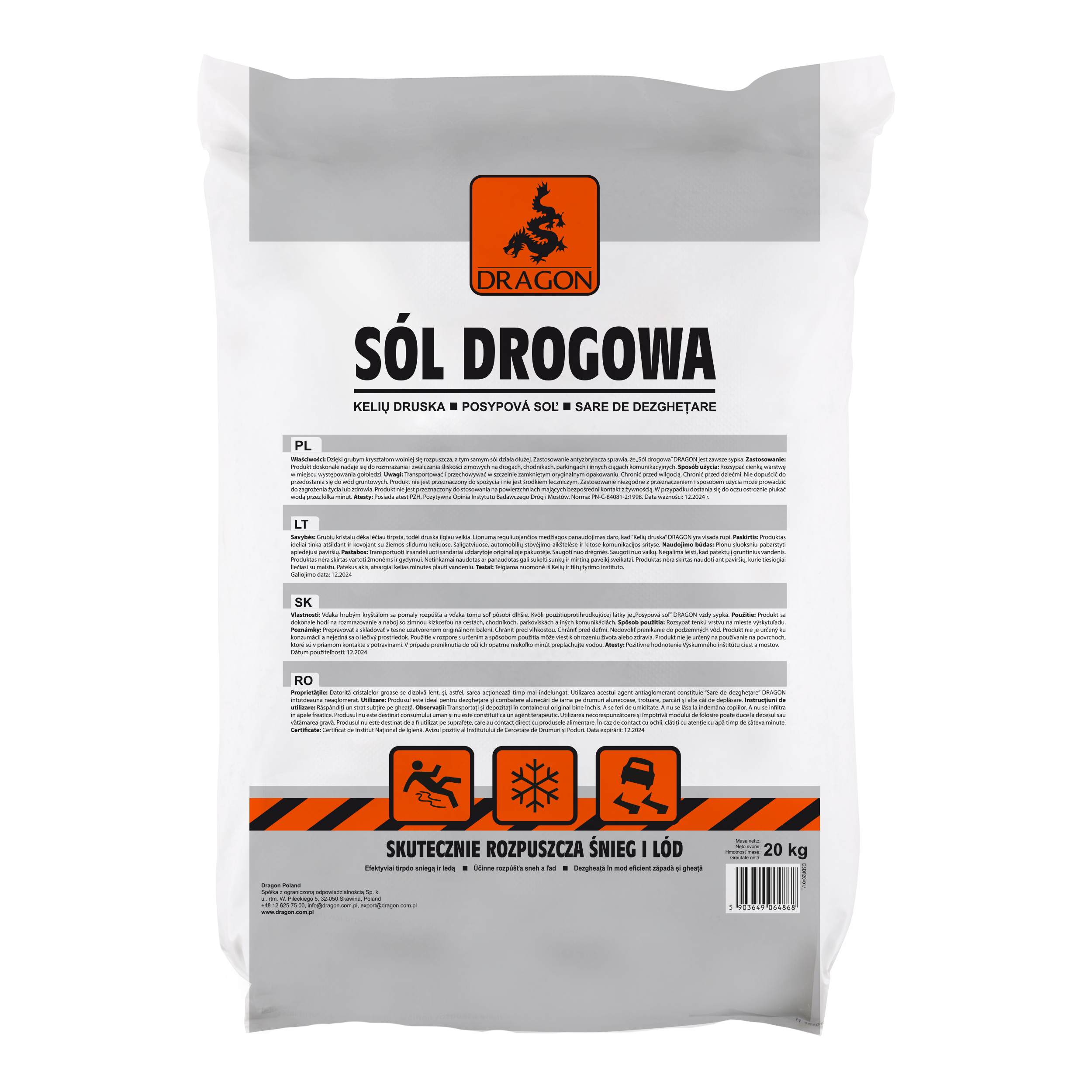 Sól drogowa worek 20kg Dragon