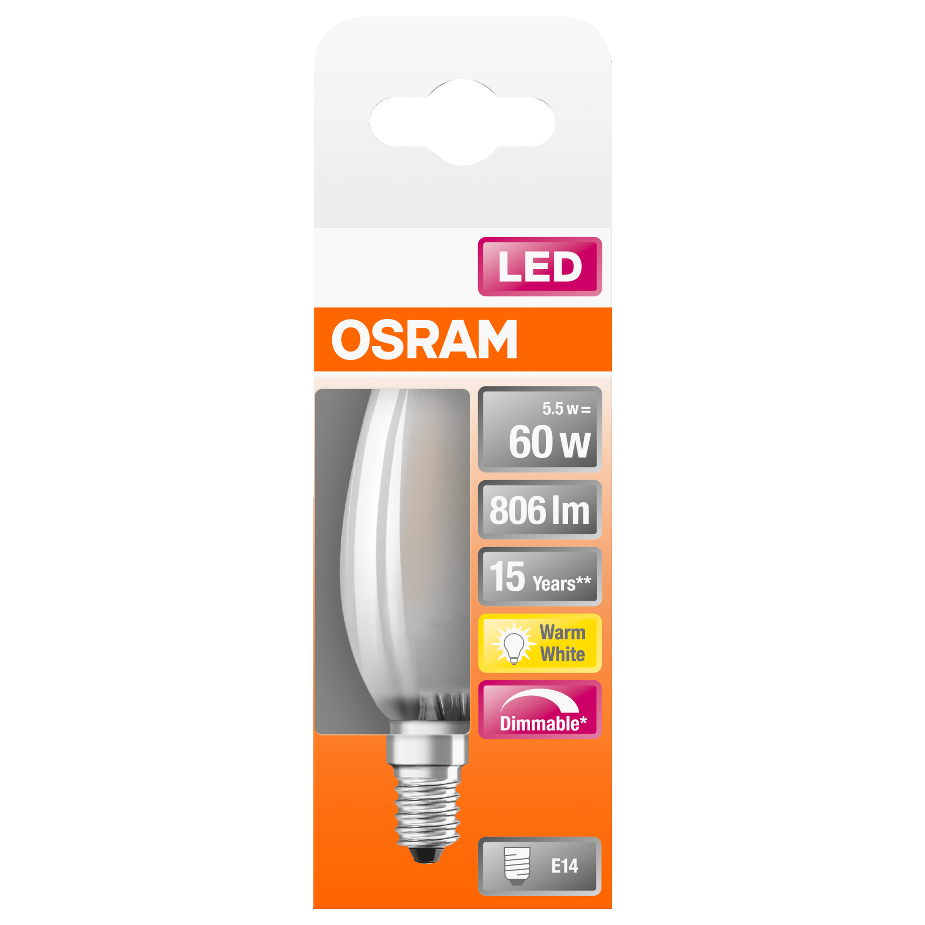 Żarówka LED E14 (230 V) 7W 806 lm Ciepła biel OSRAM - 5