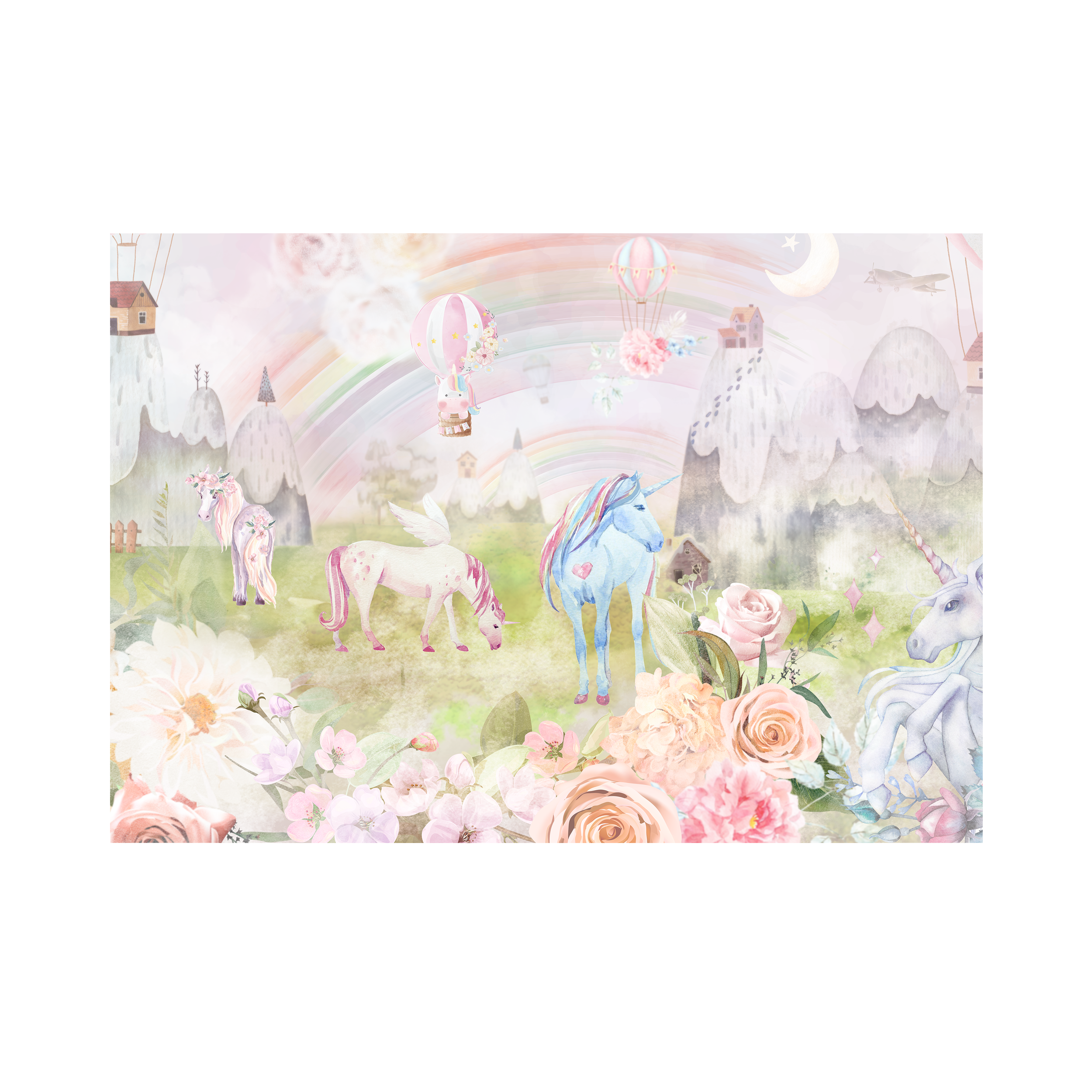 Mural dziecięcy Fantasy jednorożce 400 x 280 cm struktura Art