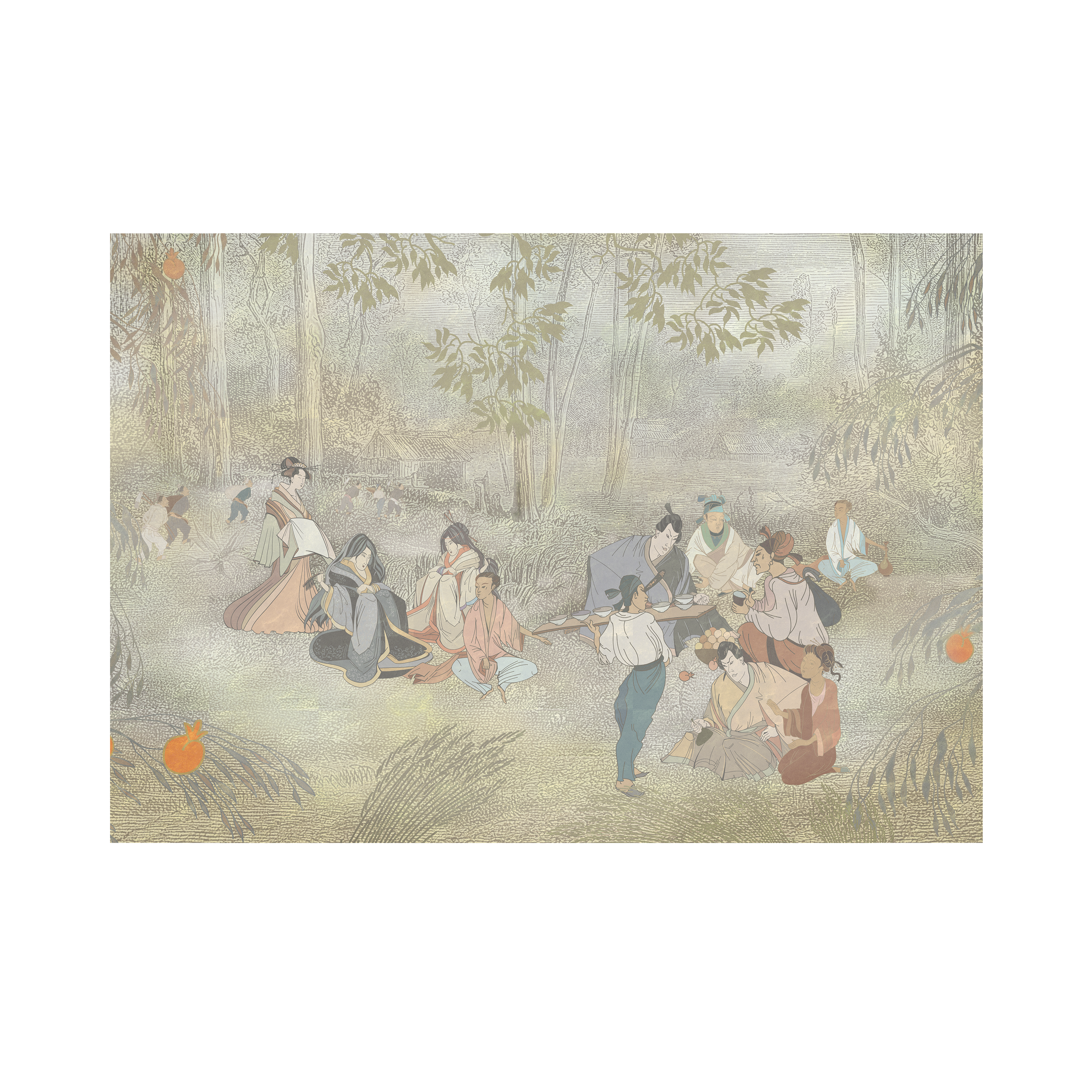 Mural Hanami japoński ogród 400 x 280 cm struktura płótna