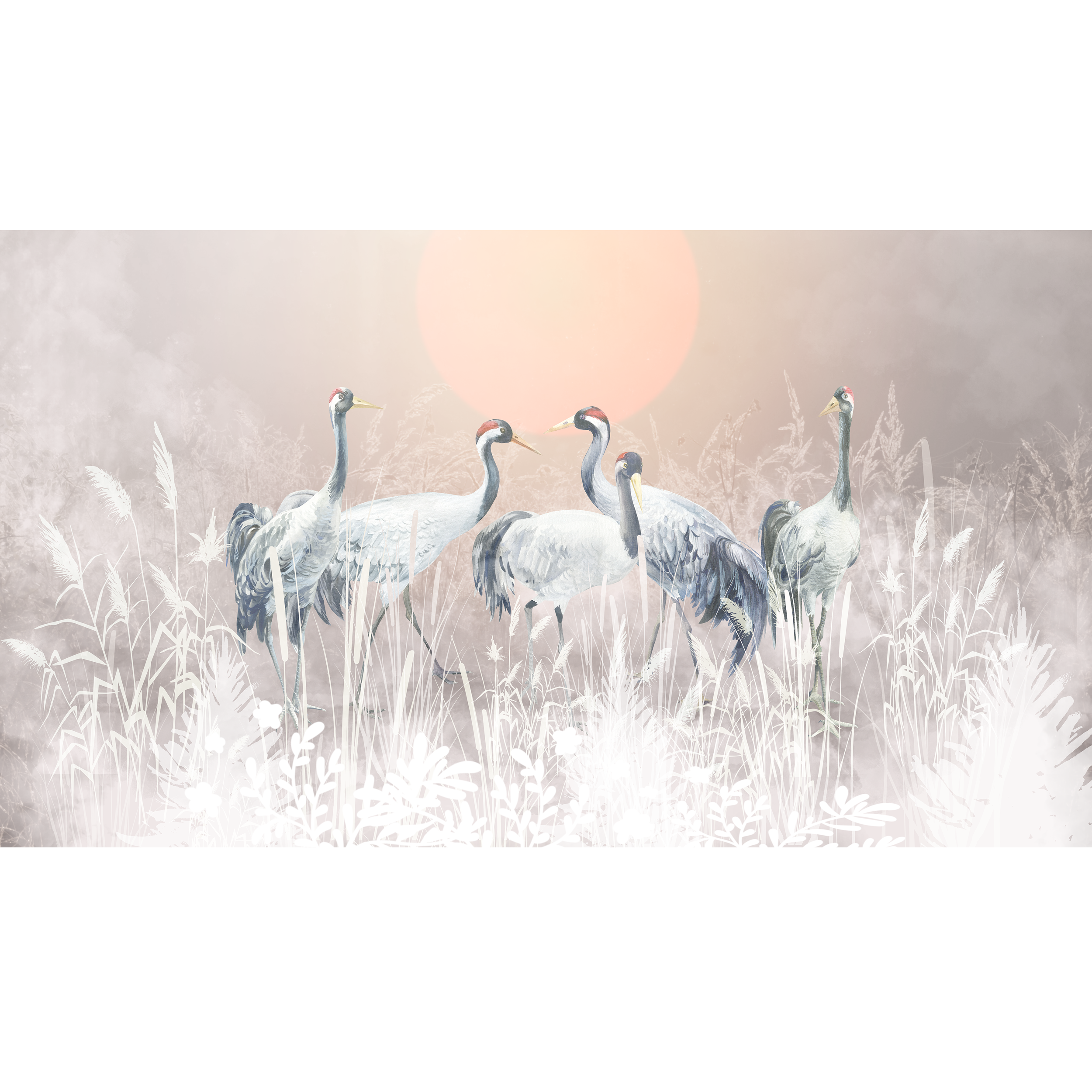 Mural Tsuru żurawie 500 x 280 cm struktura płótna