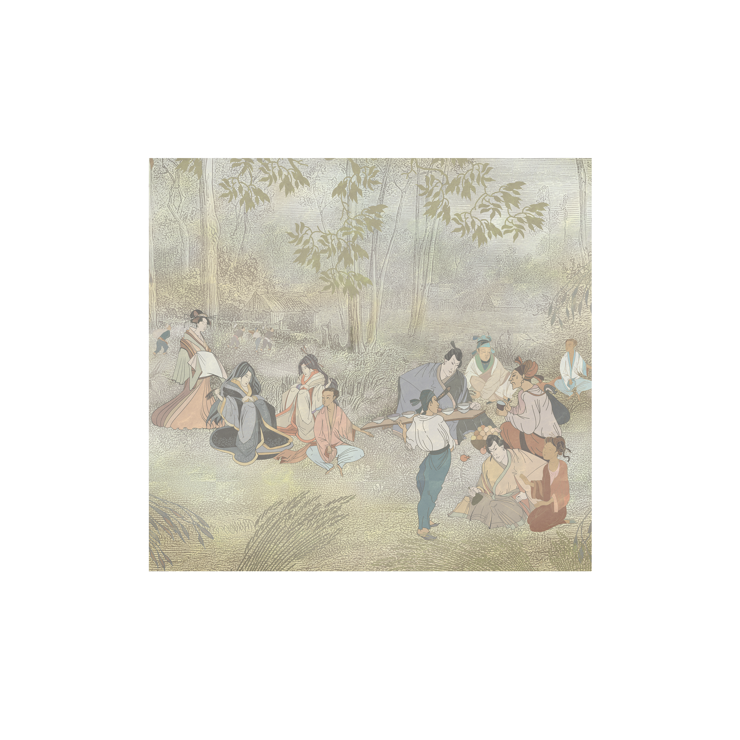 Mural Hanami japoński ogród 300 x 280 cm struktura płótna