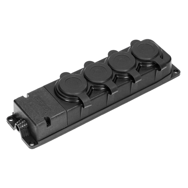 Rozgałęziacz 4x2P + Z IP44 czarny Orno