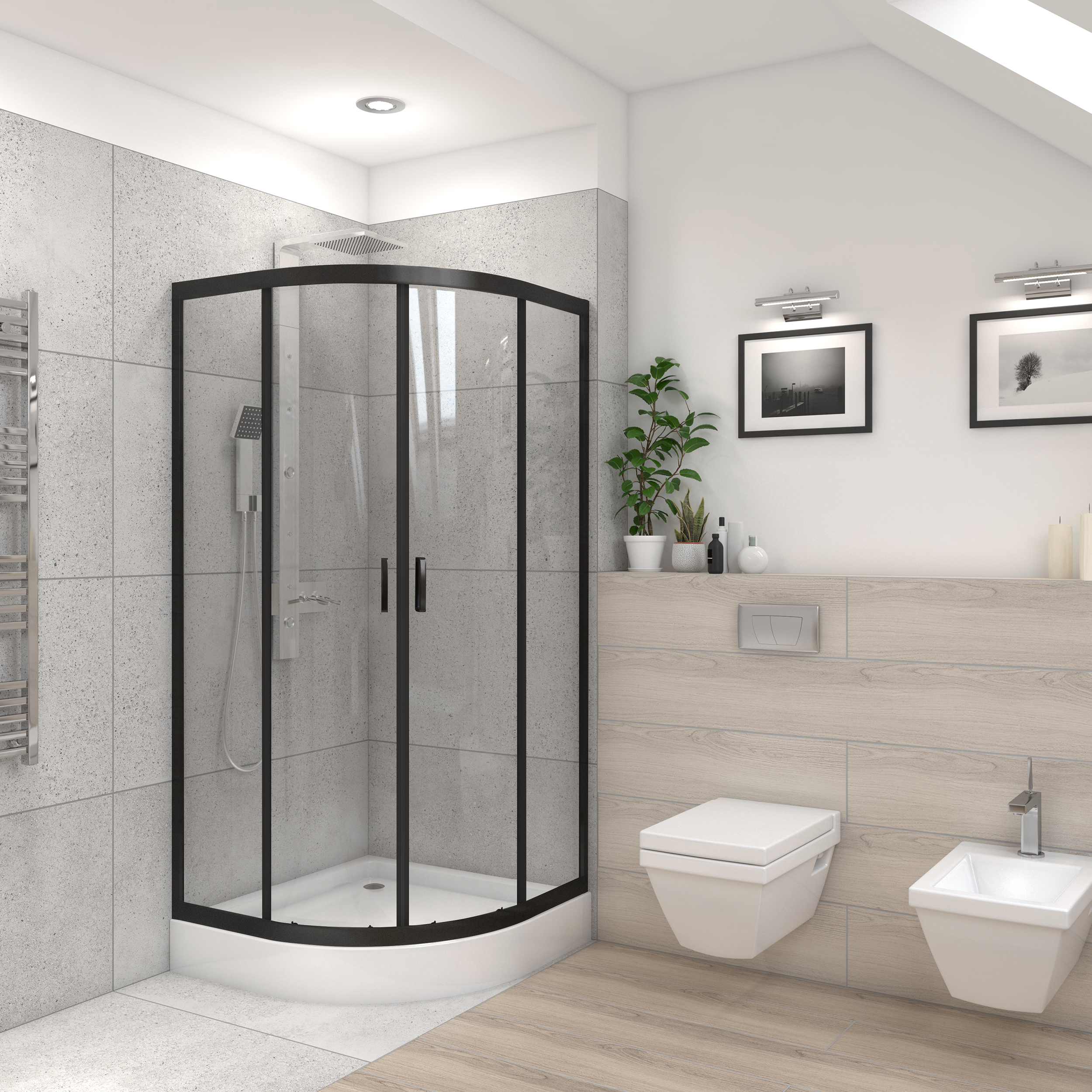 Kabina prysznicowa z brodzikiem 90 x 90 x 198 cm Polmetal - 2