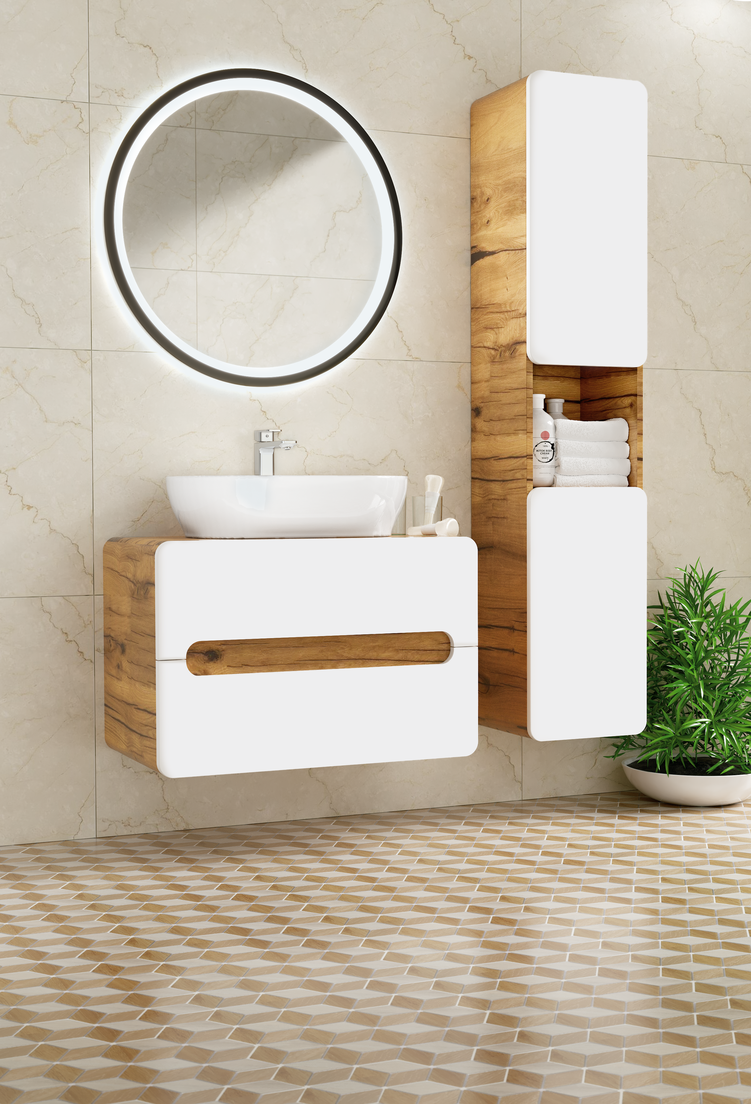 Lustro łazienkowe z wbudowanym oświetleniem RUND LED 80 X 80 VENTI - 4