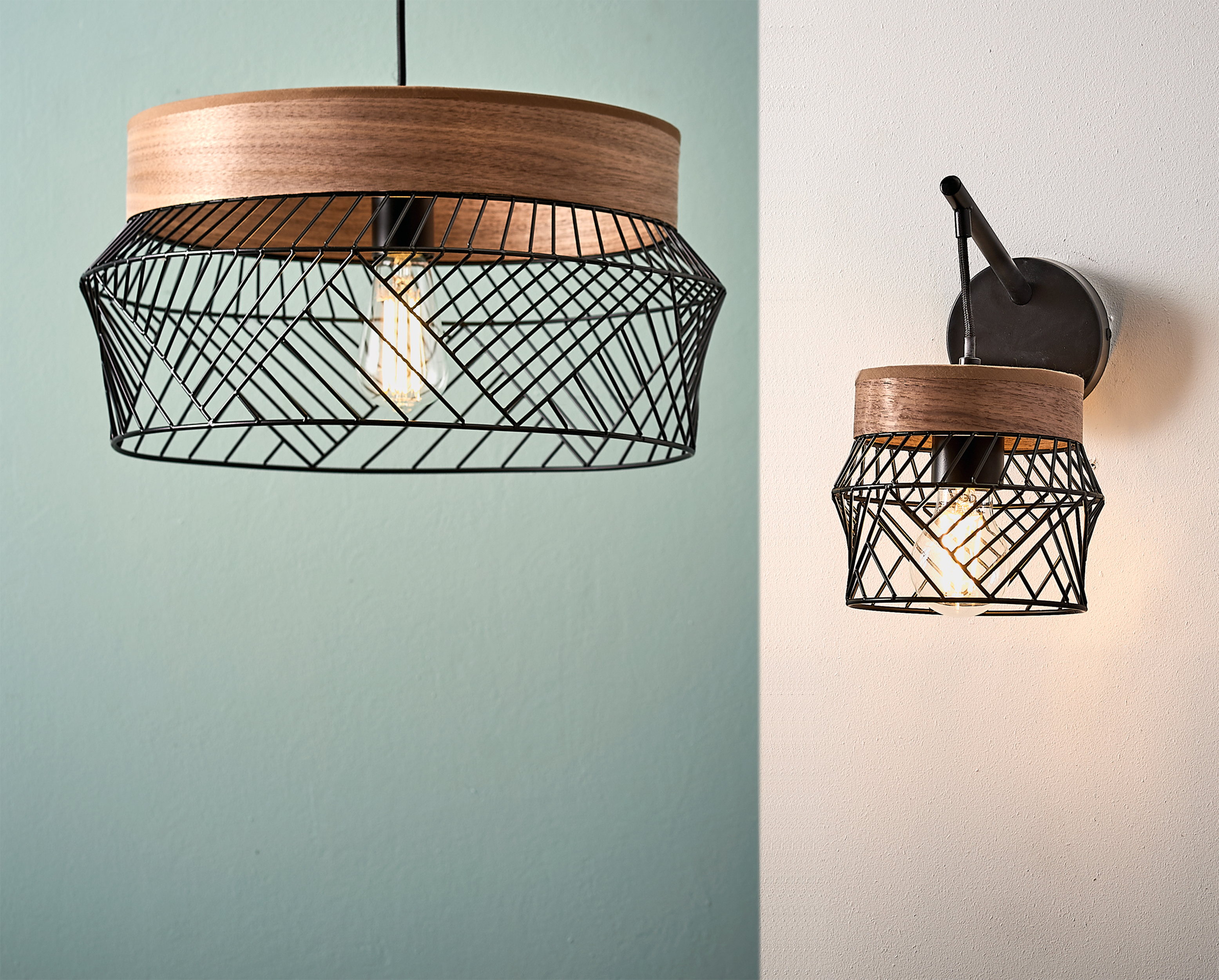 Kinkiet Kanel czarny z drewnem E27 Inspire - 2