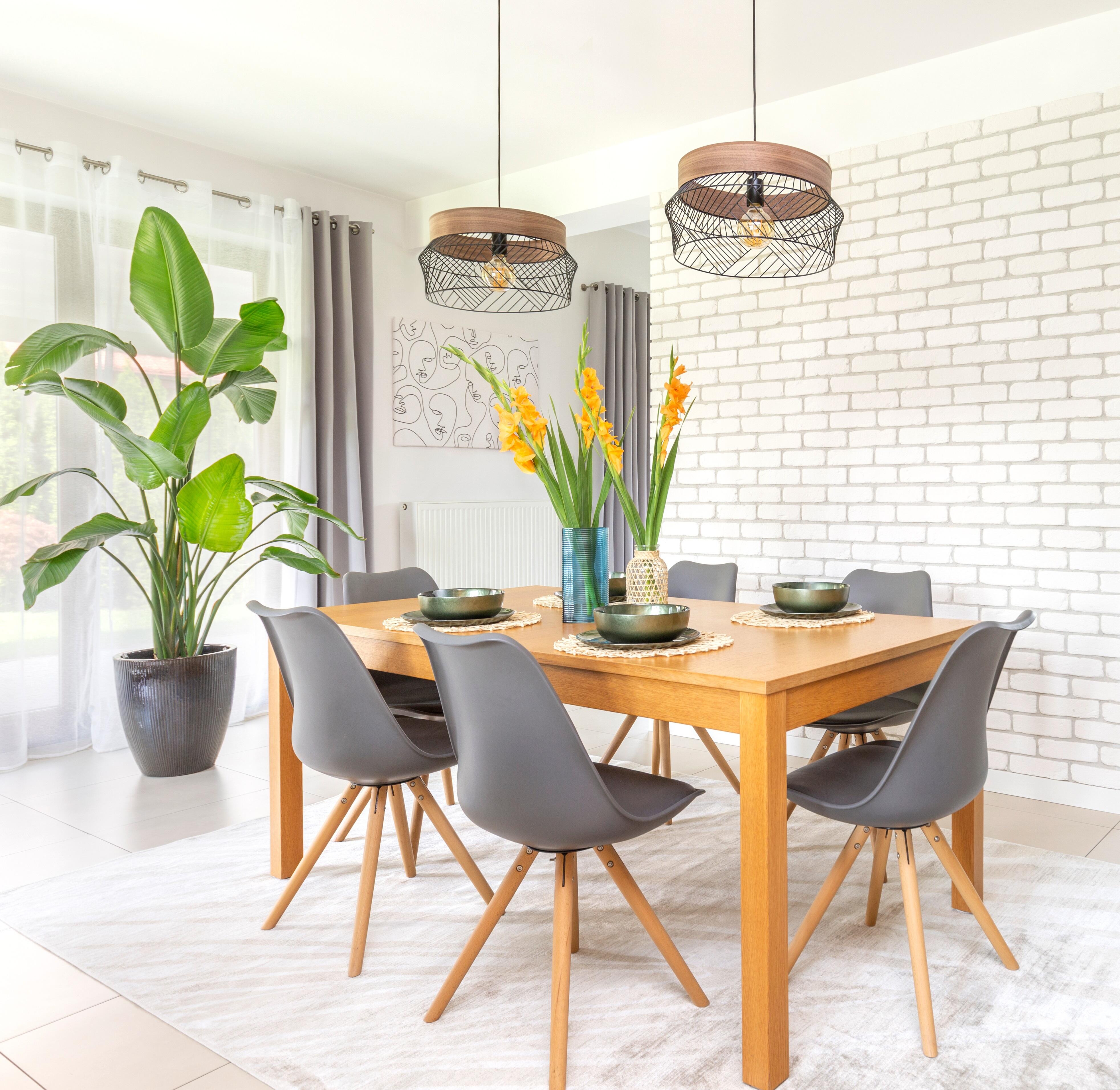 Lampa wisząca Kanel czarna z drewnem E27 Inspire - 2