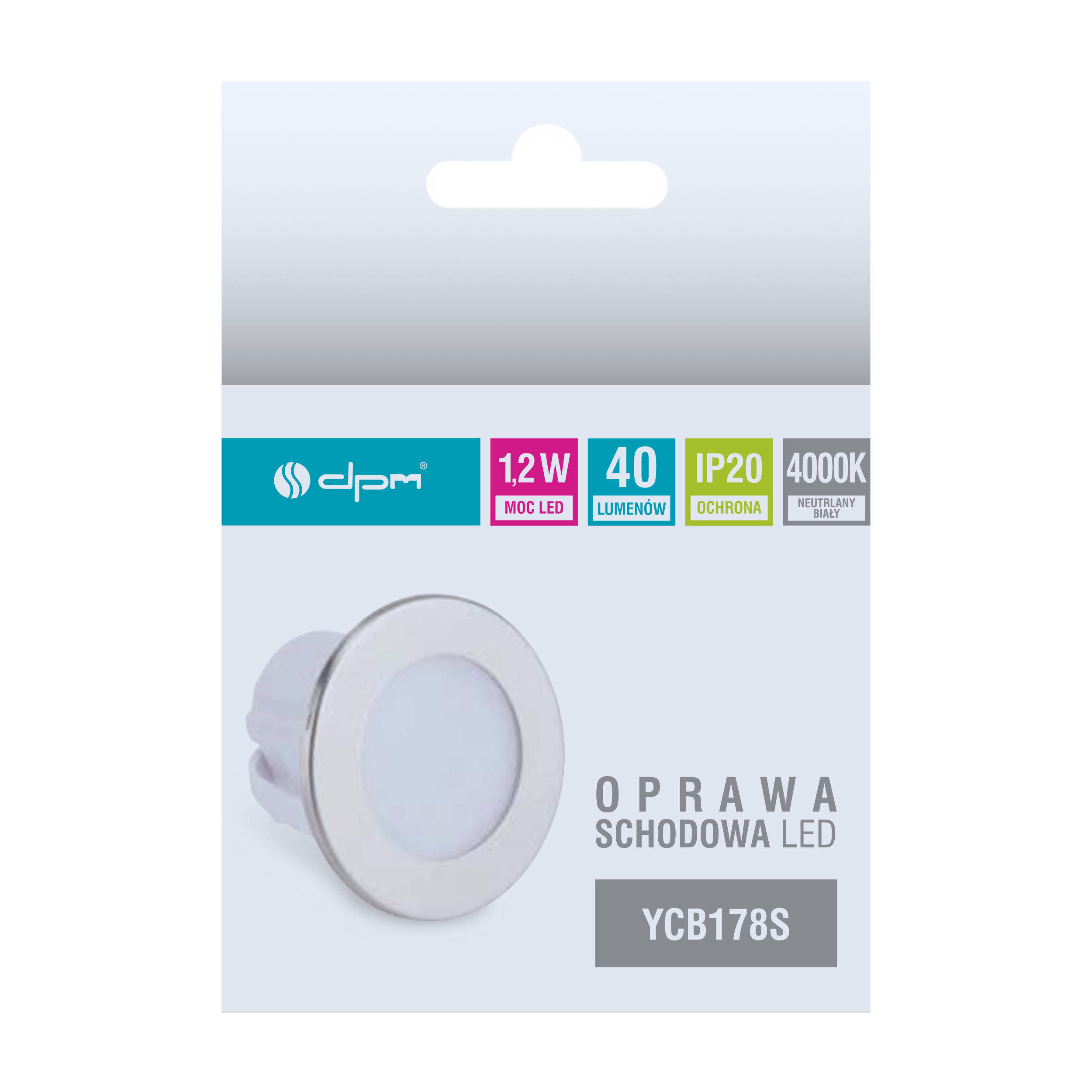Oprawa schodowa srebrna okrągła 7.8 cm IP20 40 lm LED DPM	 - 3